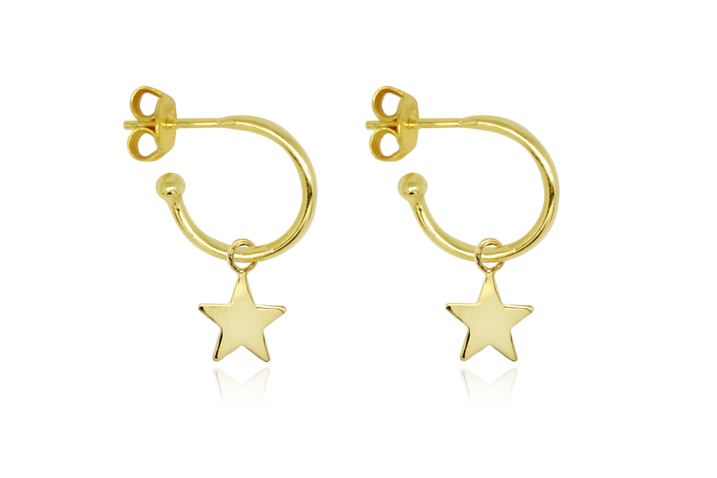 Dushku Gold Star Charm Hoop Earrings - Boho Betty