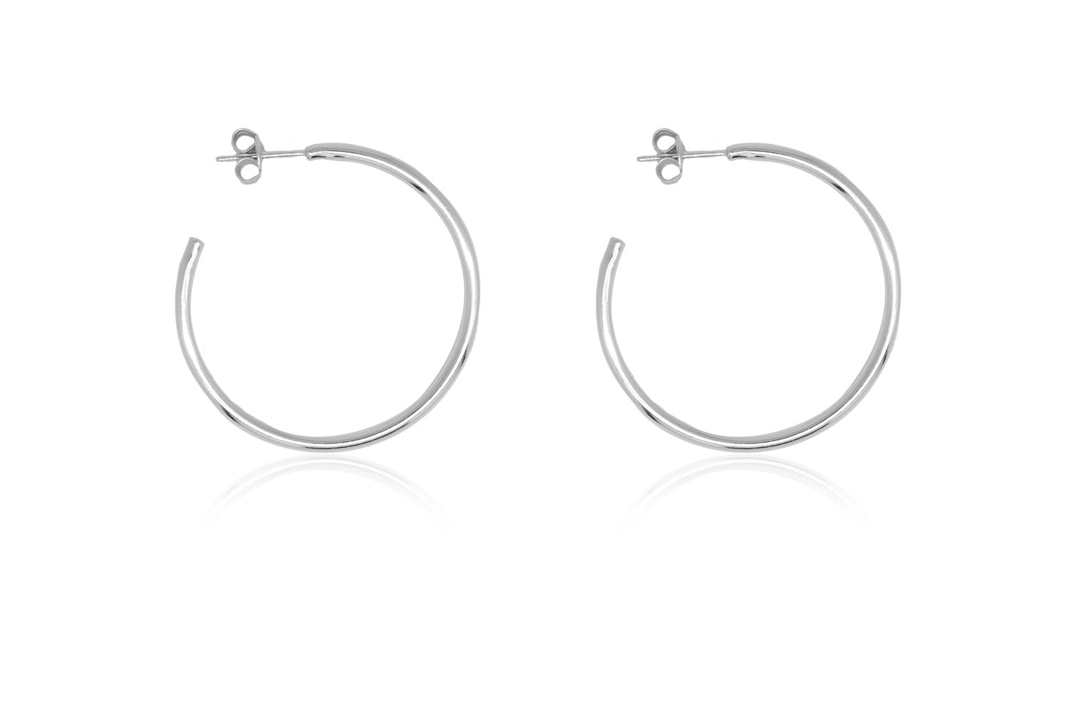 Julin 34mm Sterling Silver Plain Hoop Earrings - Boho Betty