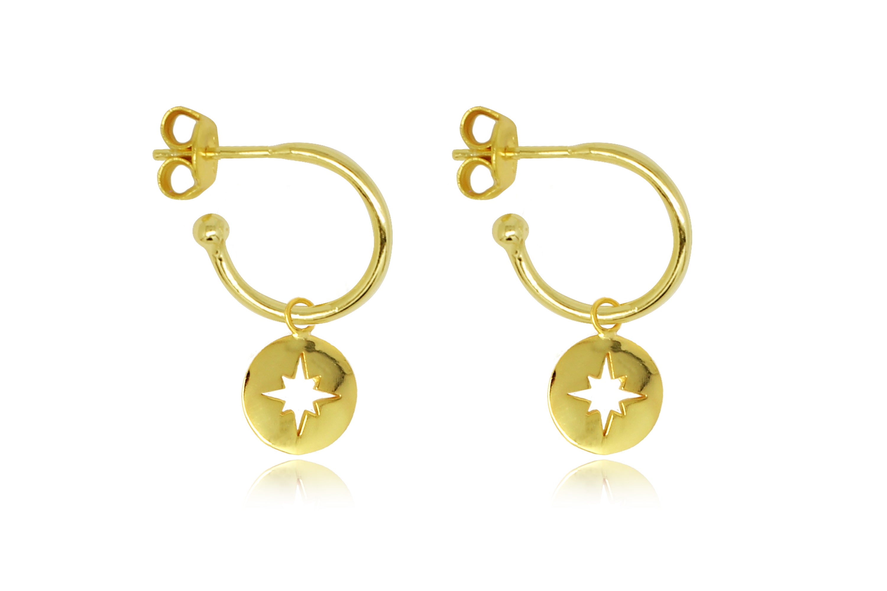 Mack Gold Starburst Charm Hoop Earrings - Boho Betty