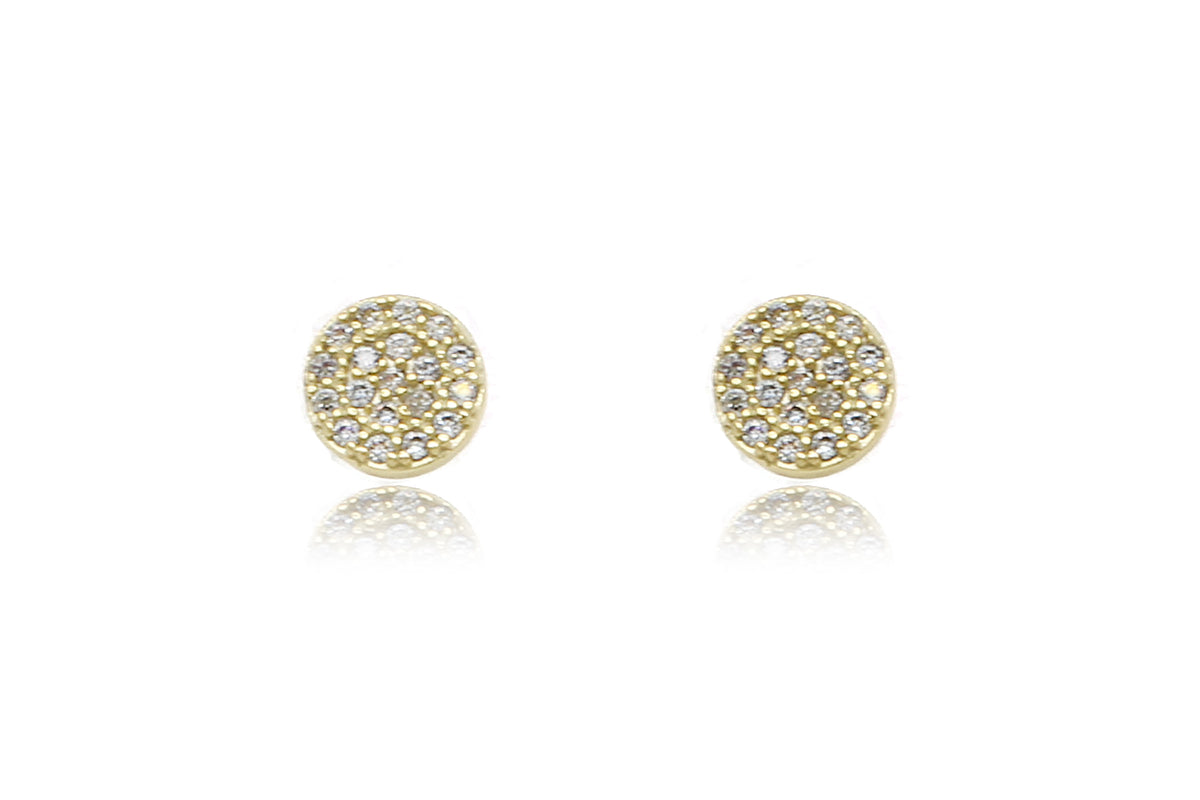 Ranaut Clear CZ Gold Sterling Silver Stud Earrings