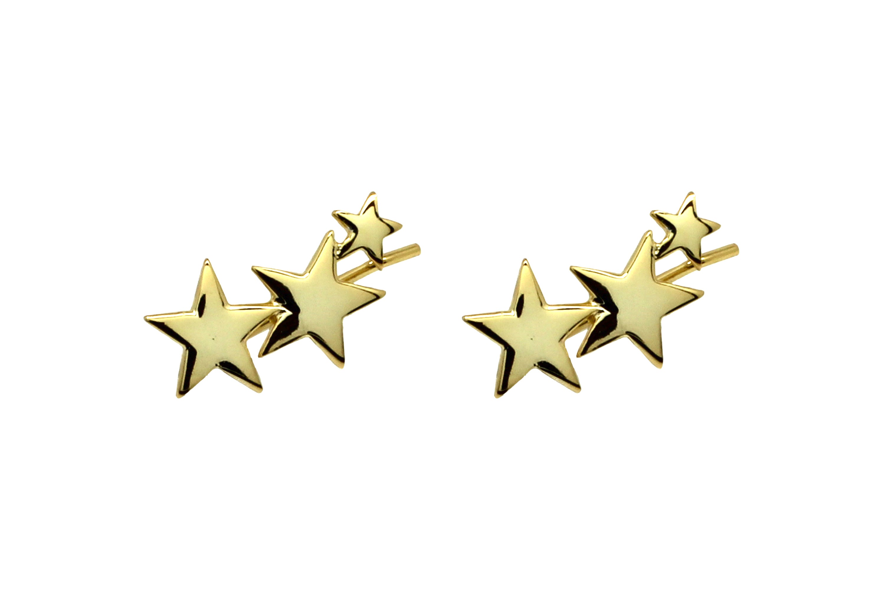 Saldana Gold 3 Star Pull-through Earrings - Boho Betty