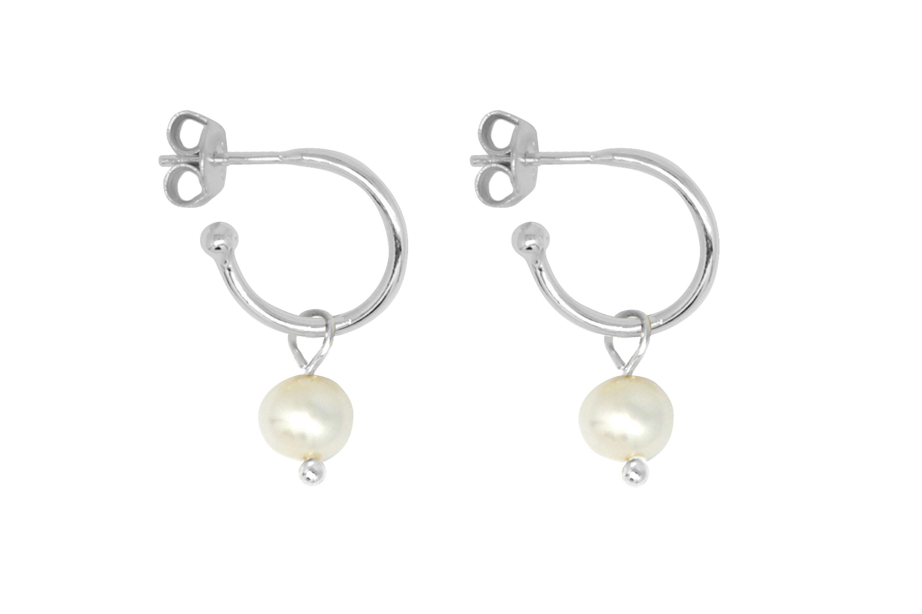 Sanchez Silver & Pearl Hoop Earrings - Boho Betty