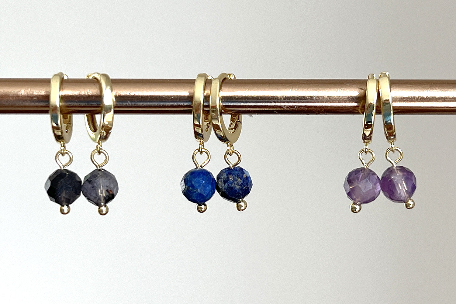 February Birthstone Earrings - Gold & Amethyst - Boho Betty