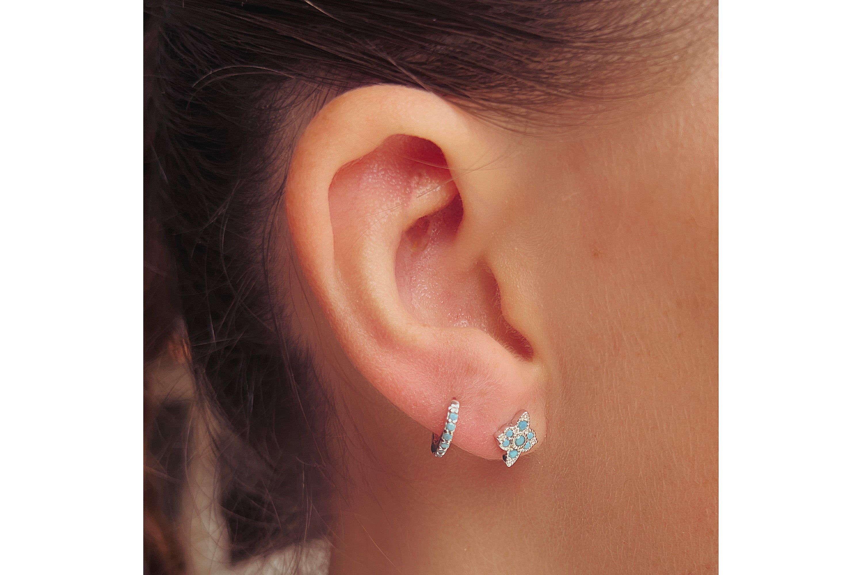 Reddy Turquoise Silver Hoop Earrings - Boho Betty