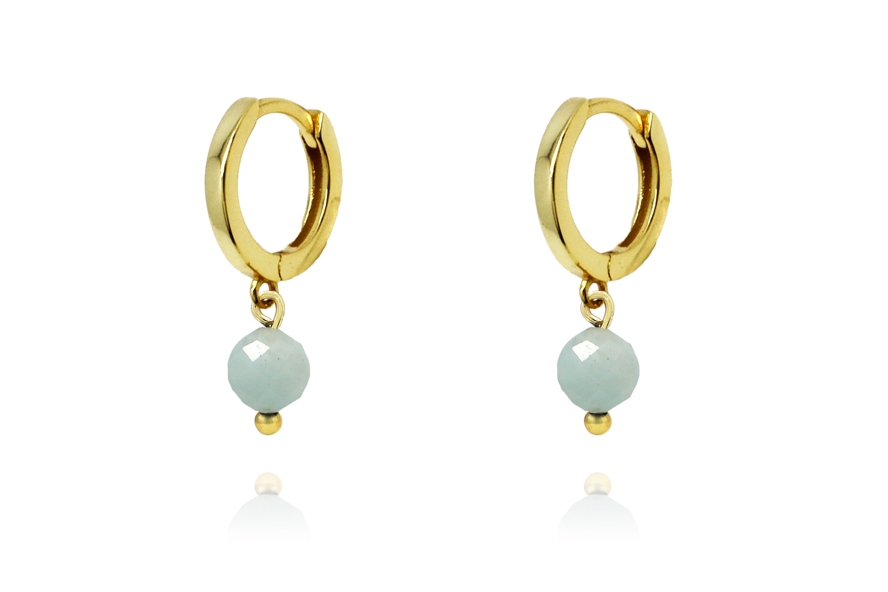 March Birthstone Earrings - Gold & Amazonite - Boho Betty
