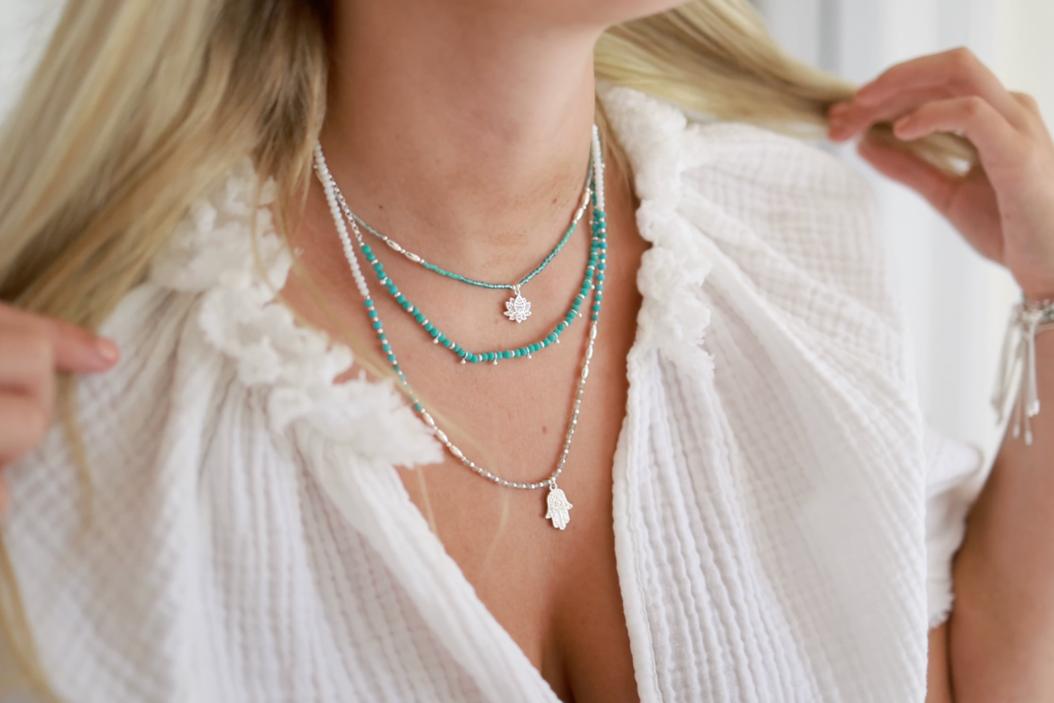 Salus Turquoise Gemstone Silver Necklace - Boho Betty
