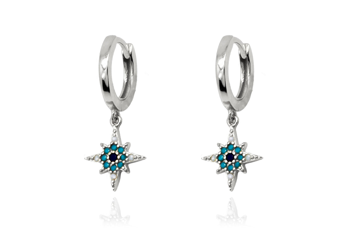 Garner Blue CZ Charm Sterling Silver Earrings