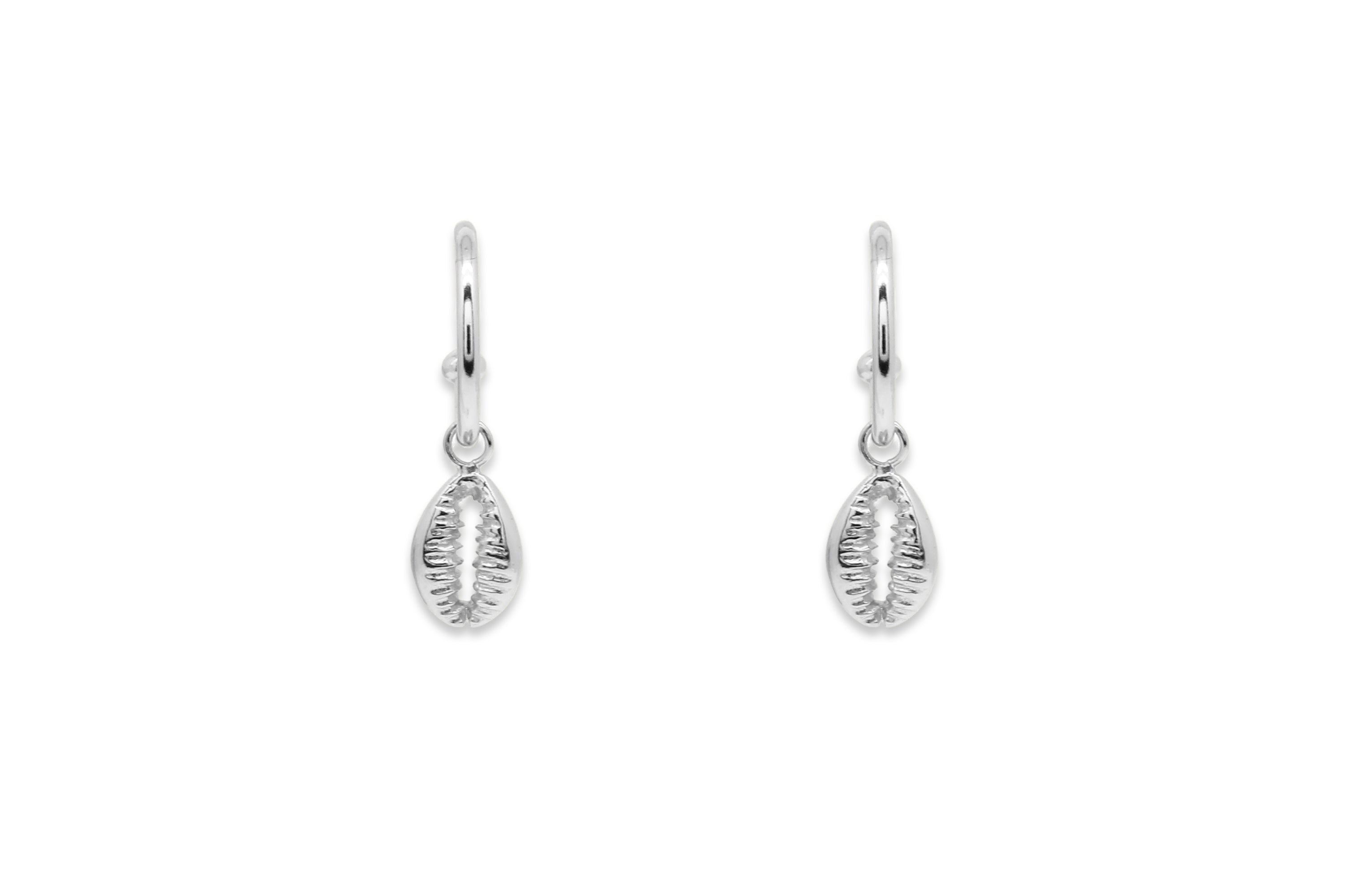 Tatyana Silver Shell Half Hoop Earrings - Boho Betty