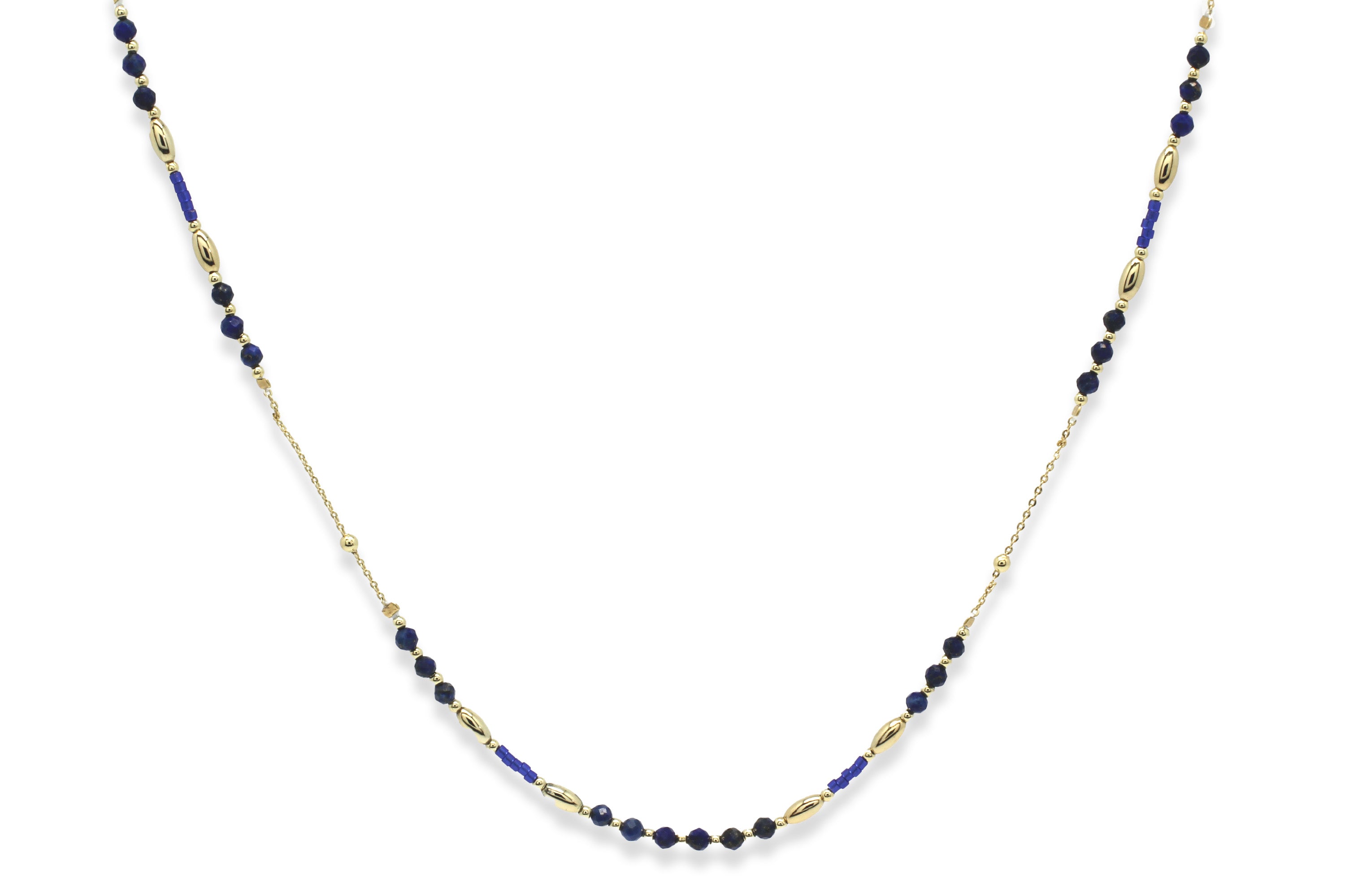 Horus Lapis Gold Gemstone Necklace#color_Gold