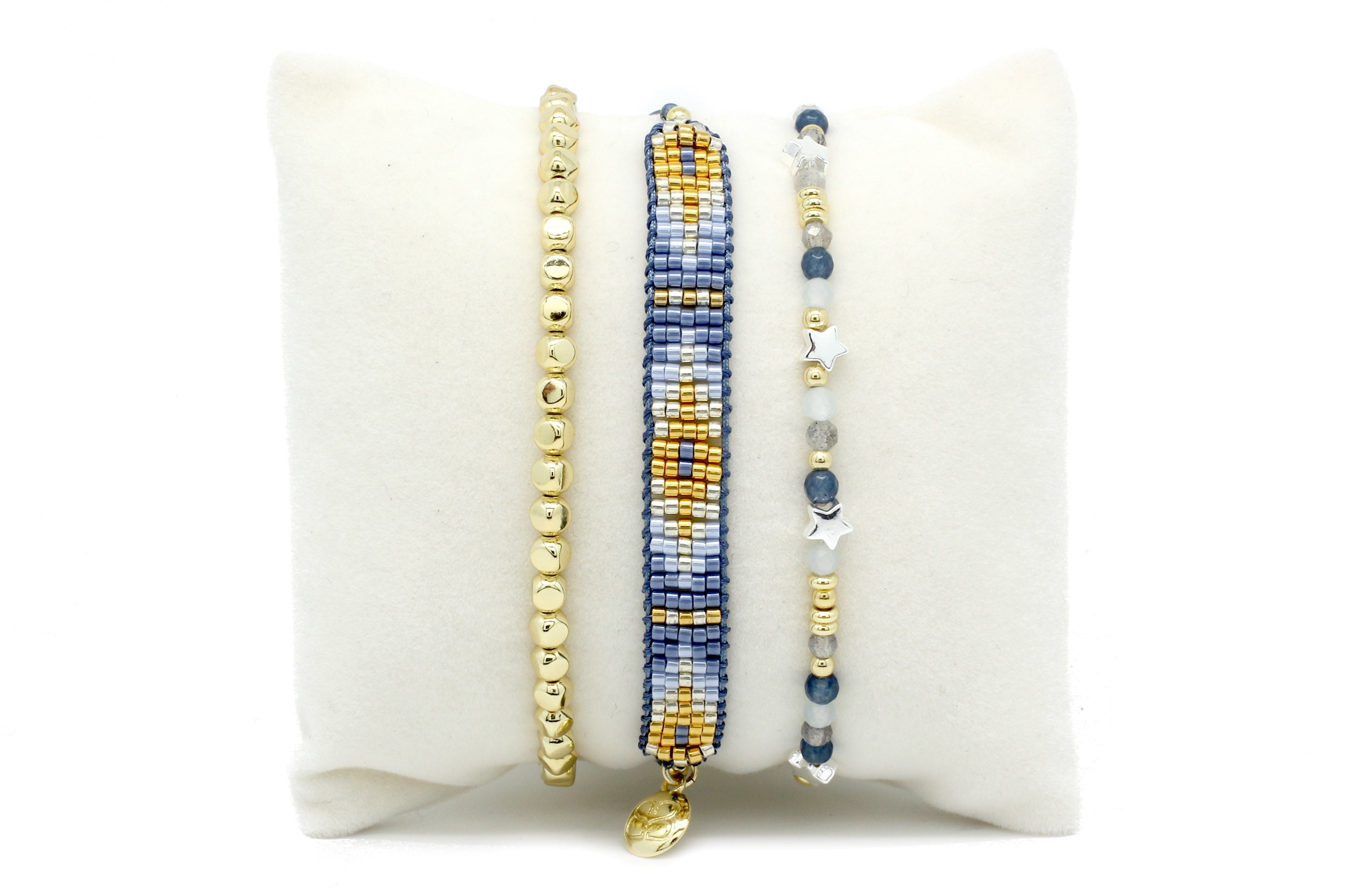 Mila Denim 3 Layer Bracelet Stack - Boho Betty