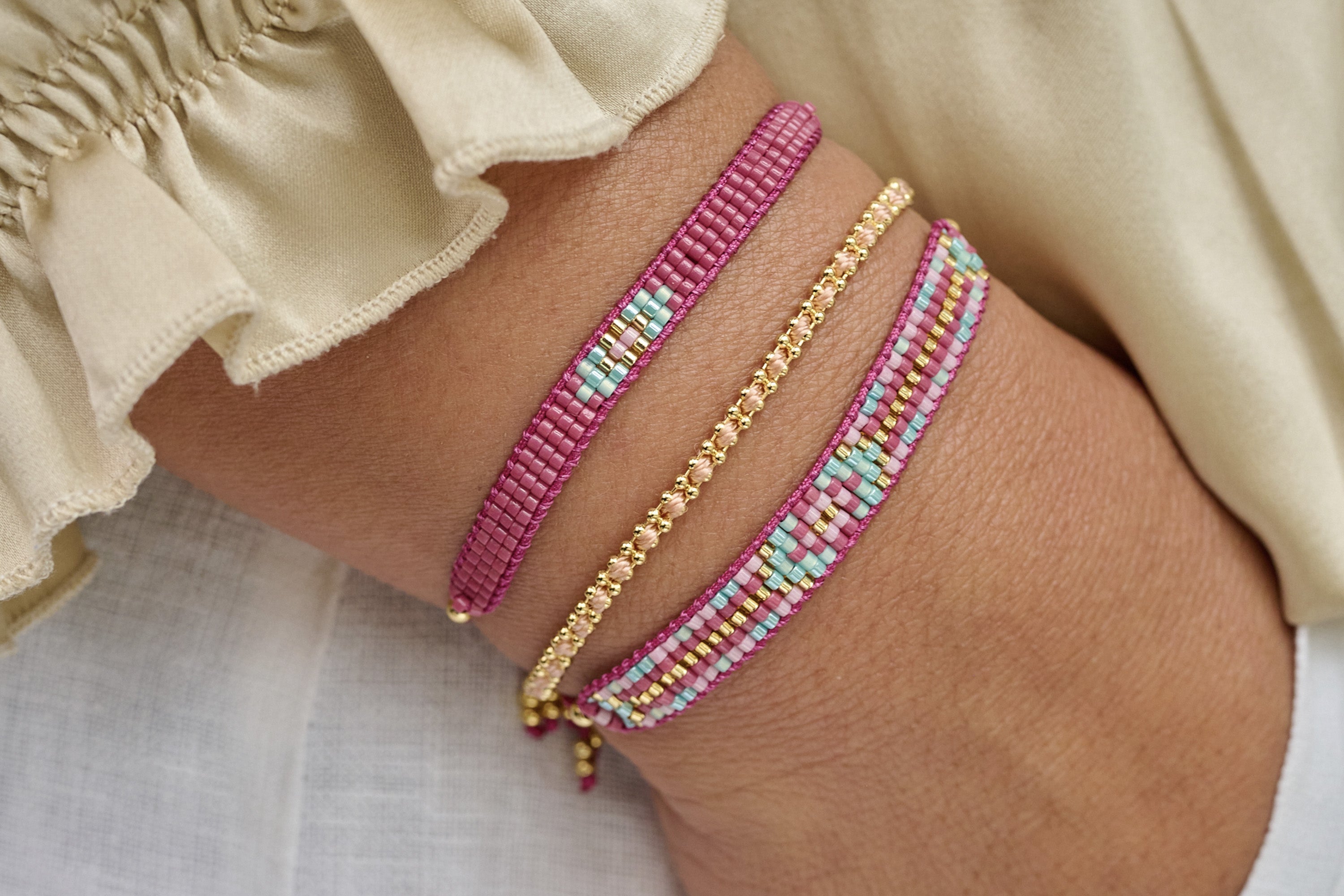 Fantasy Pink Friendship Beaded Bracelet - Boho Betty