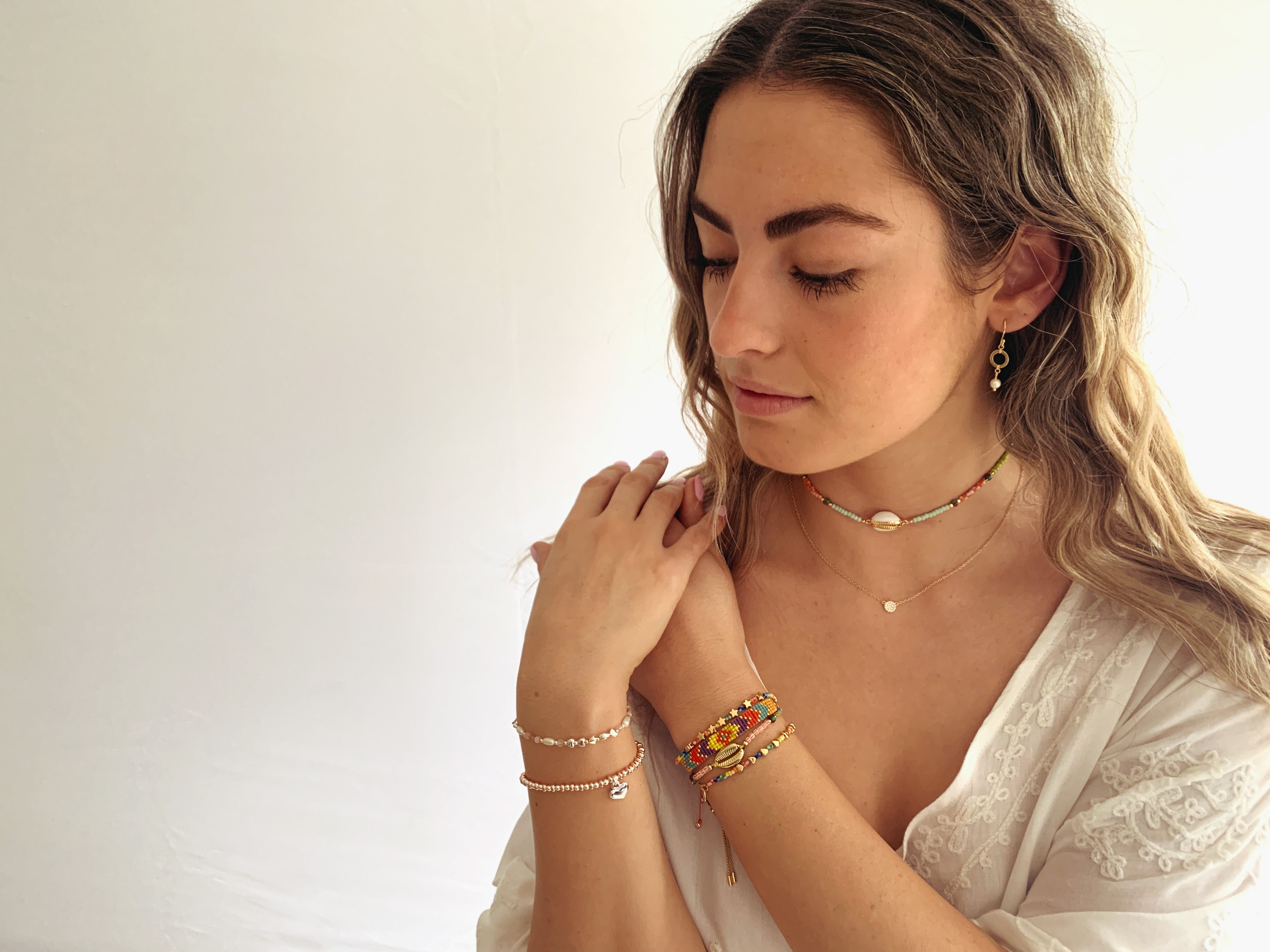 Ritter Gold Pearl & Circle Drop Earrings - Boho Betty