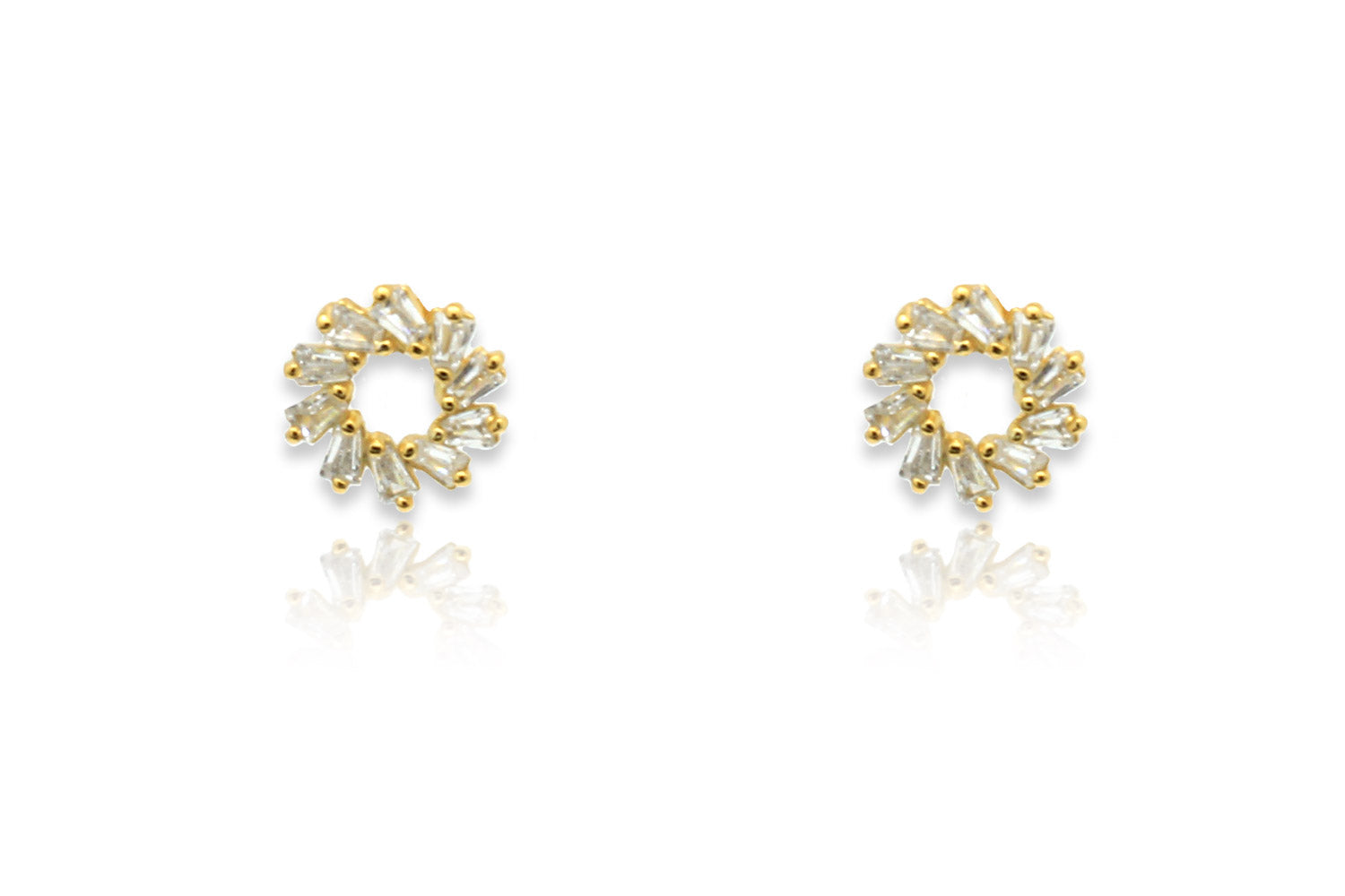 Maeve Gold Hollow CZ Stud Earrings - Boho Betty