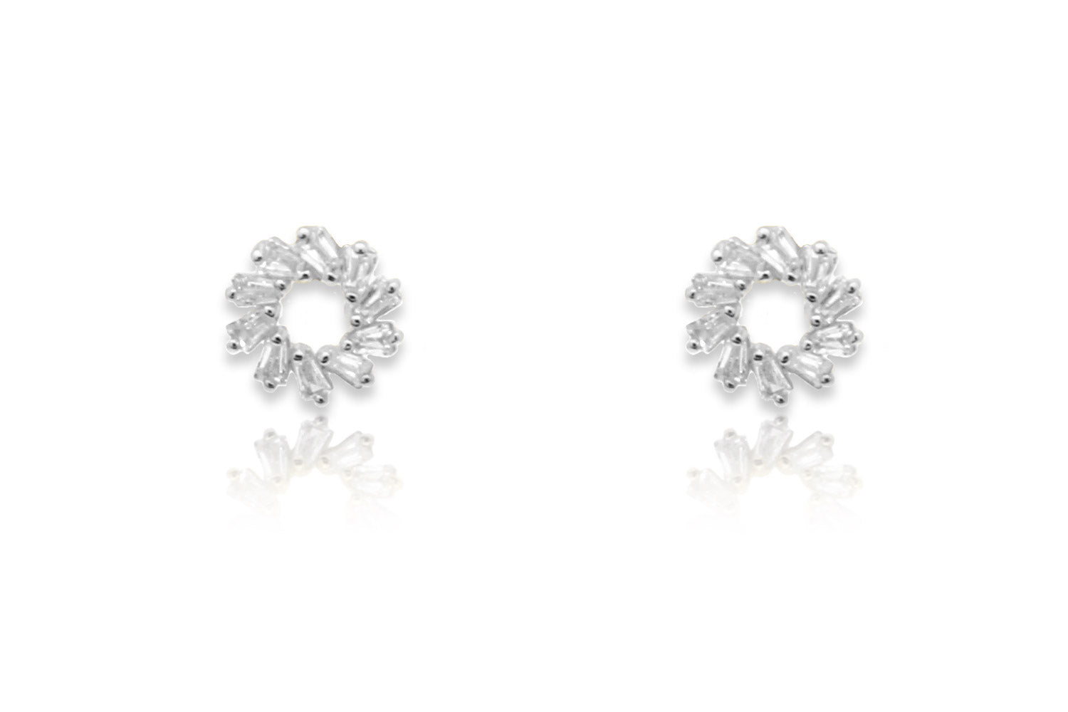 Maeve Silver Hollow CZ Stud Earrings - Boho Betty