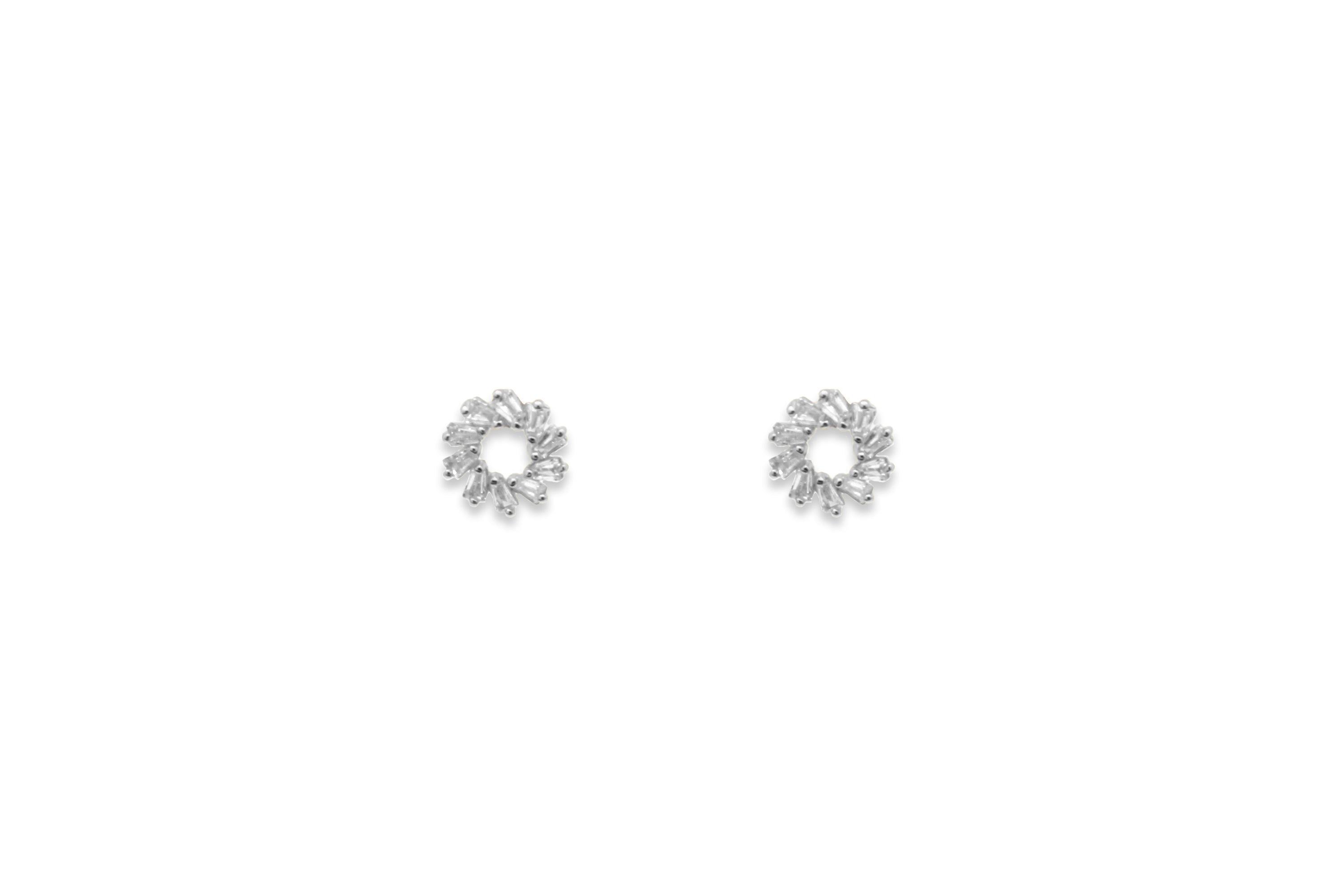 Maeve Silver Hollow CZ Stud Earrings - Boho Betty