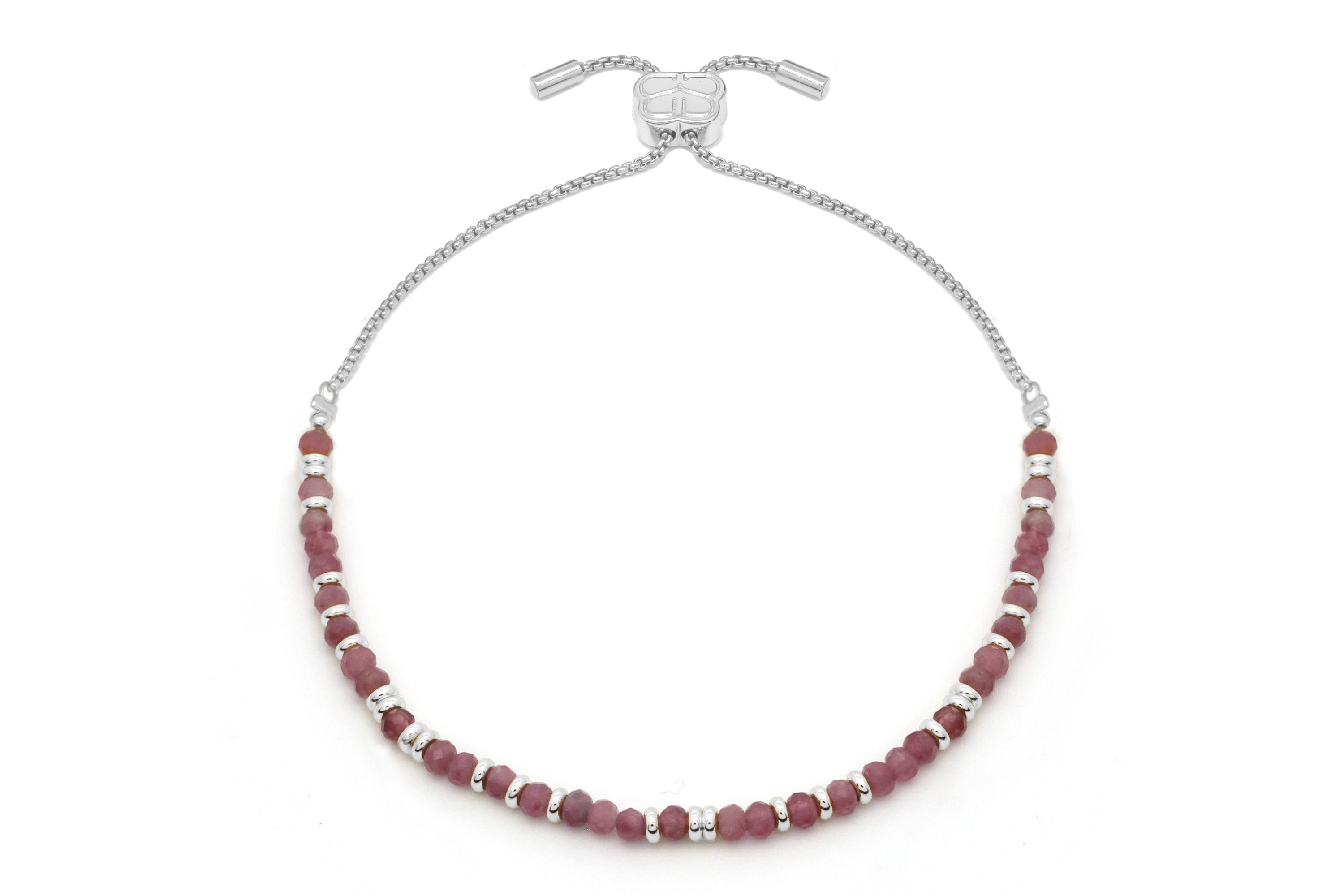 Mystical Pink Tourmaline Silver Bracelet - Boho Betty