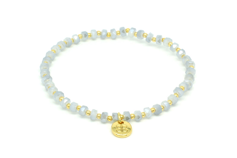 Prunus Grey & Gold Crystal Stretch Bracelet