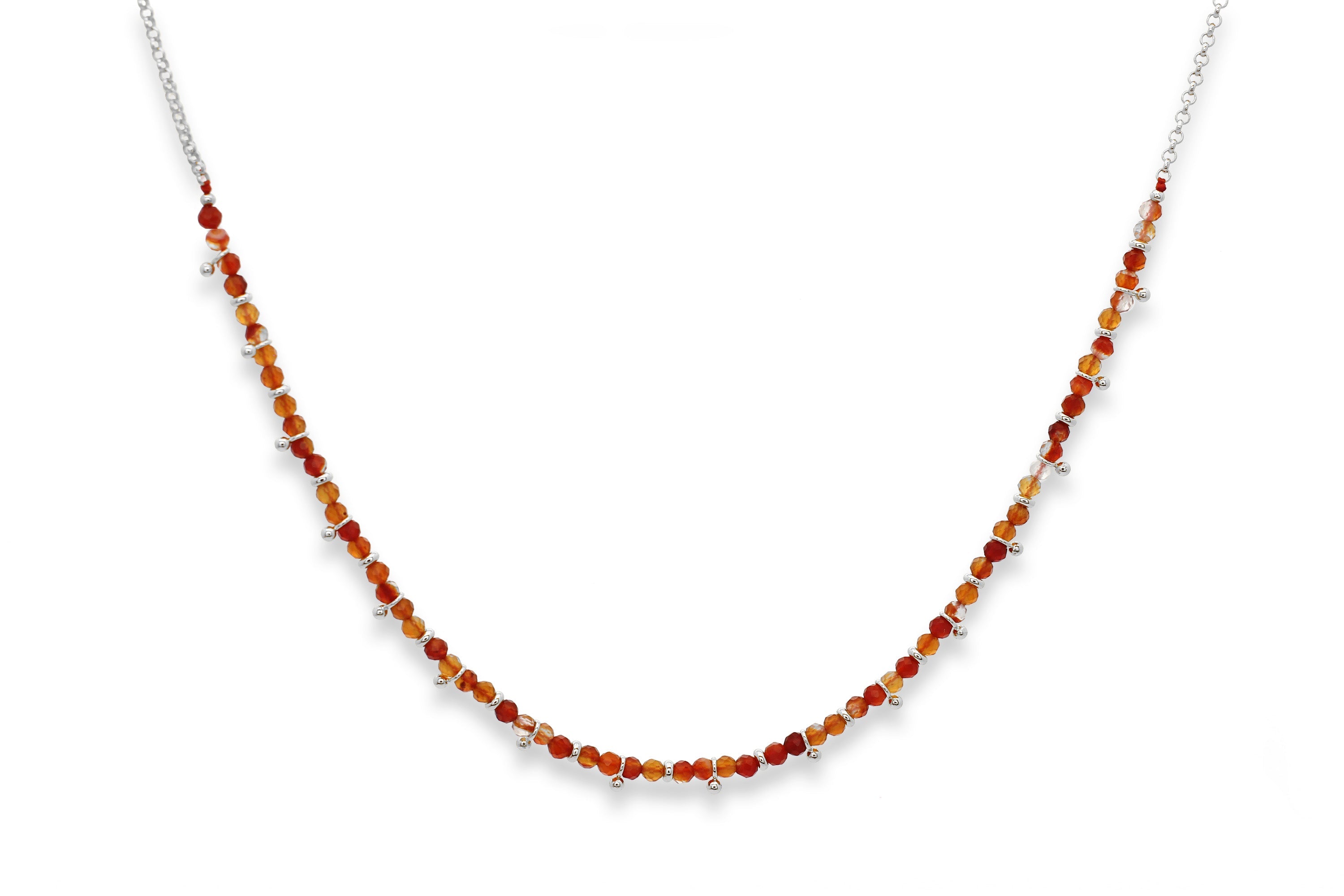 Salus Cornelian Gemstone Silver Necklace - Boho Betty