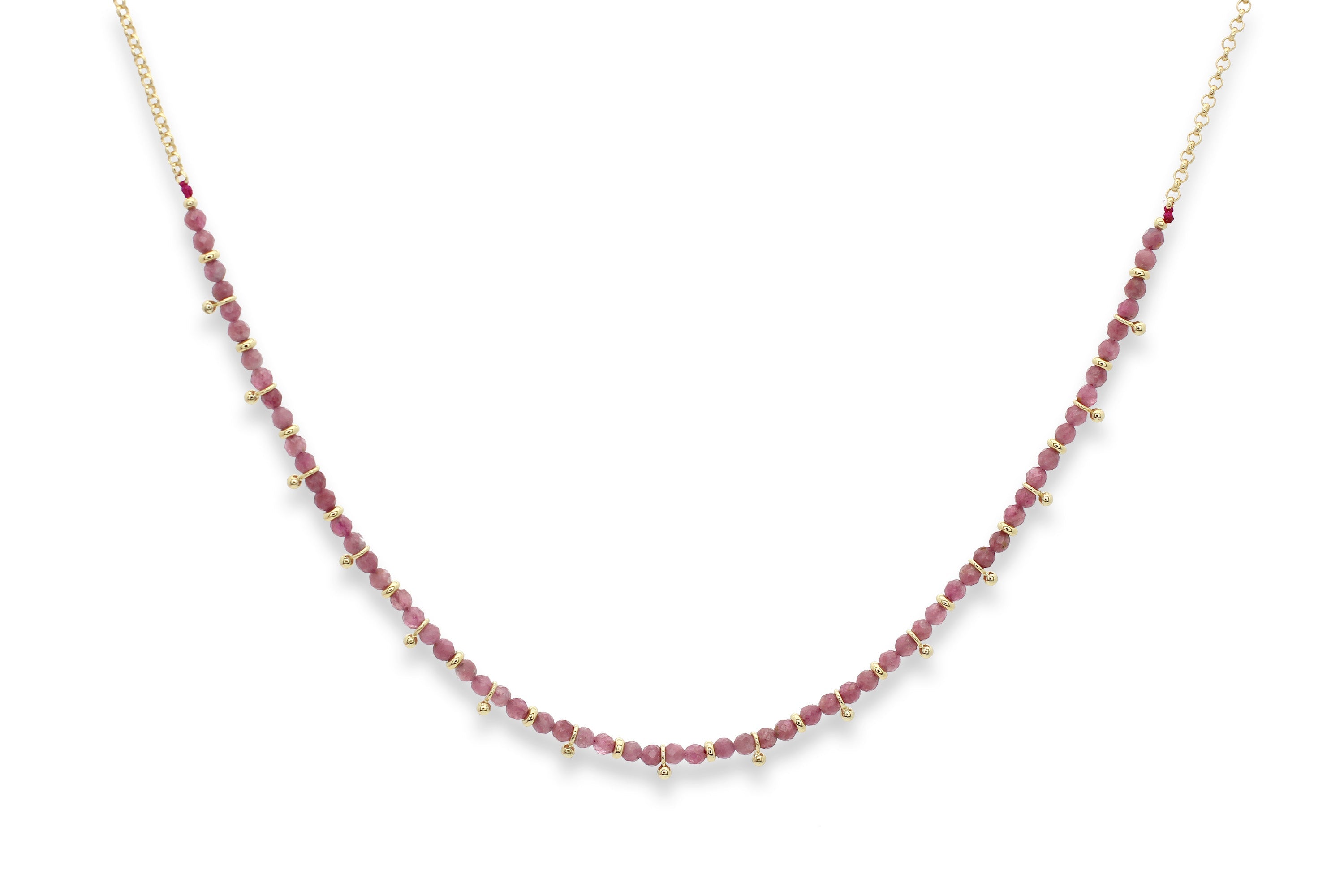 Salus Pink Tourmaline Gemstone Gold Necklace - Boho Betty