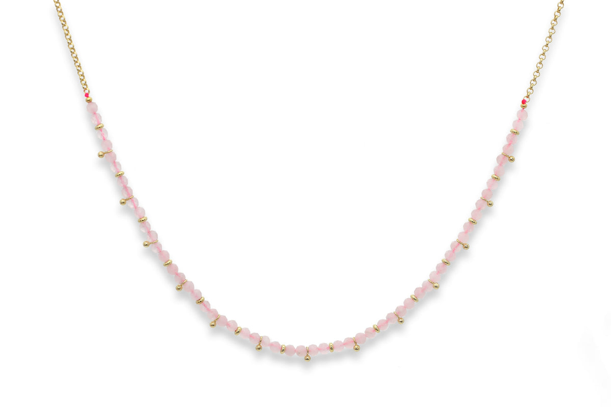 Salus Rose Quartz Gemstone Gold Necklace