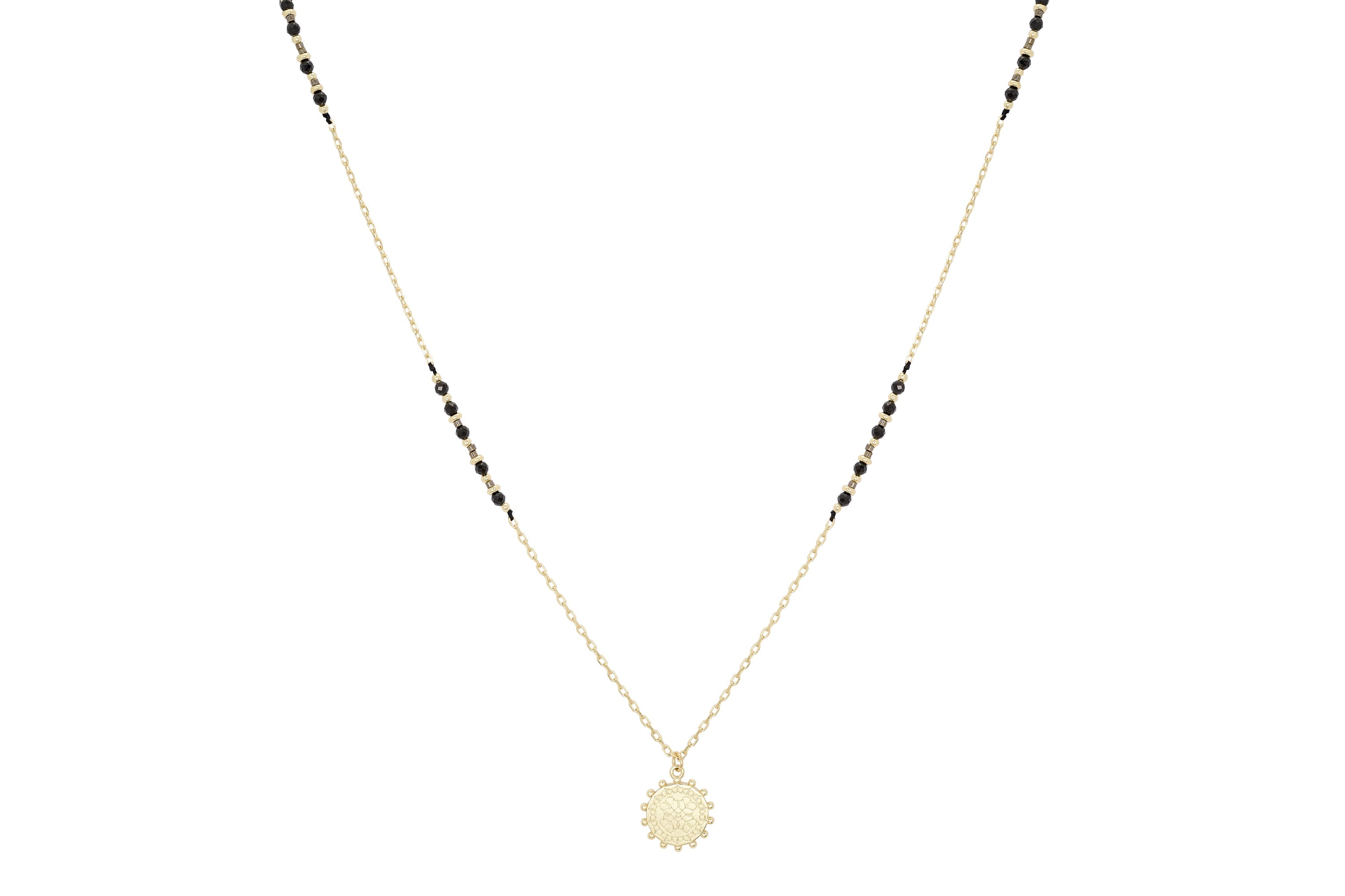 Flora Black Spinel Gemstone Pendant Necklace - Boho Betty
