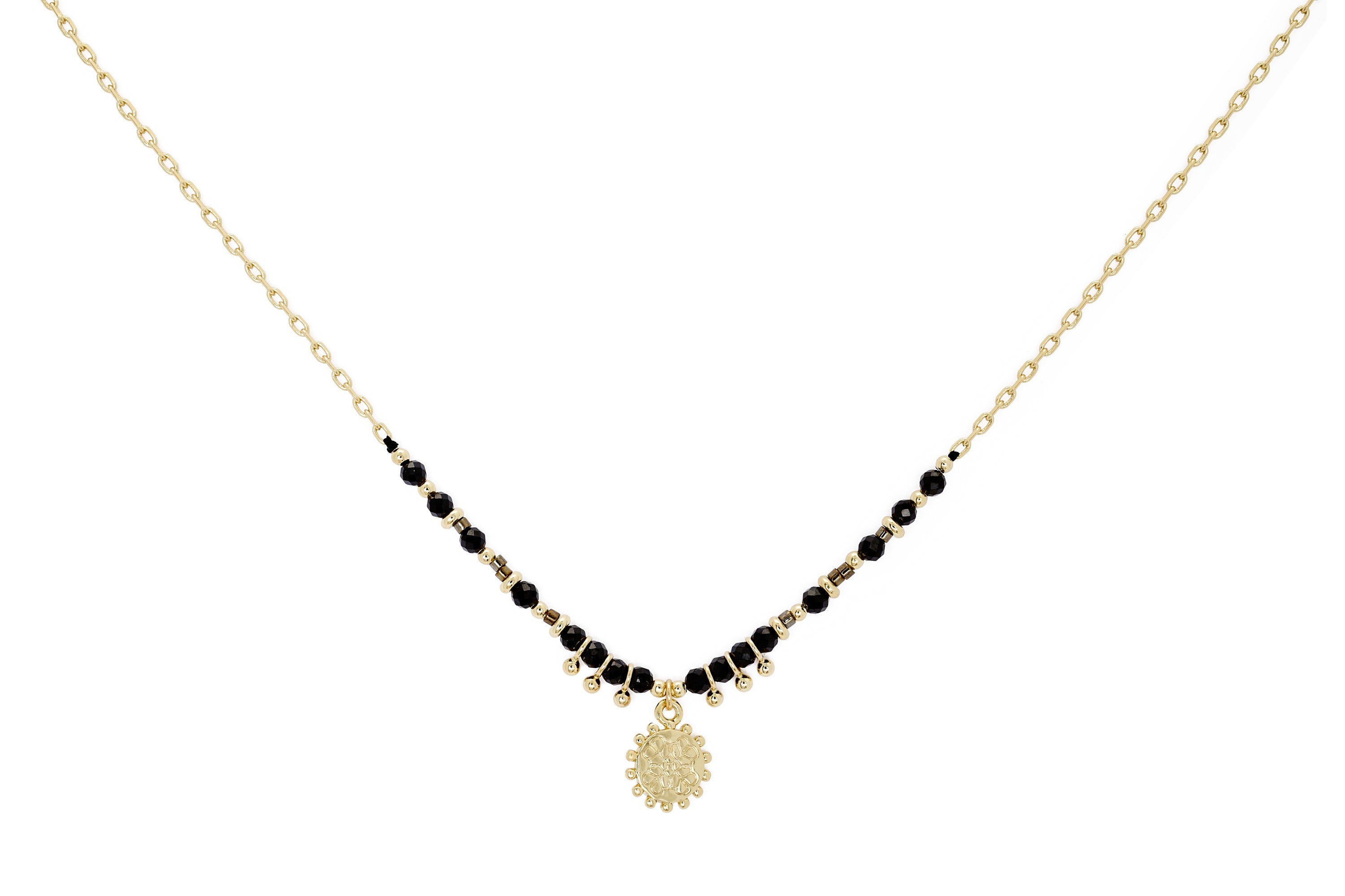 Fuji Black Spinel Gemstone Pendant Necklace - Boho Betty