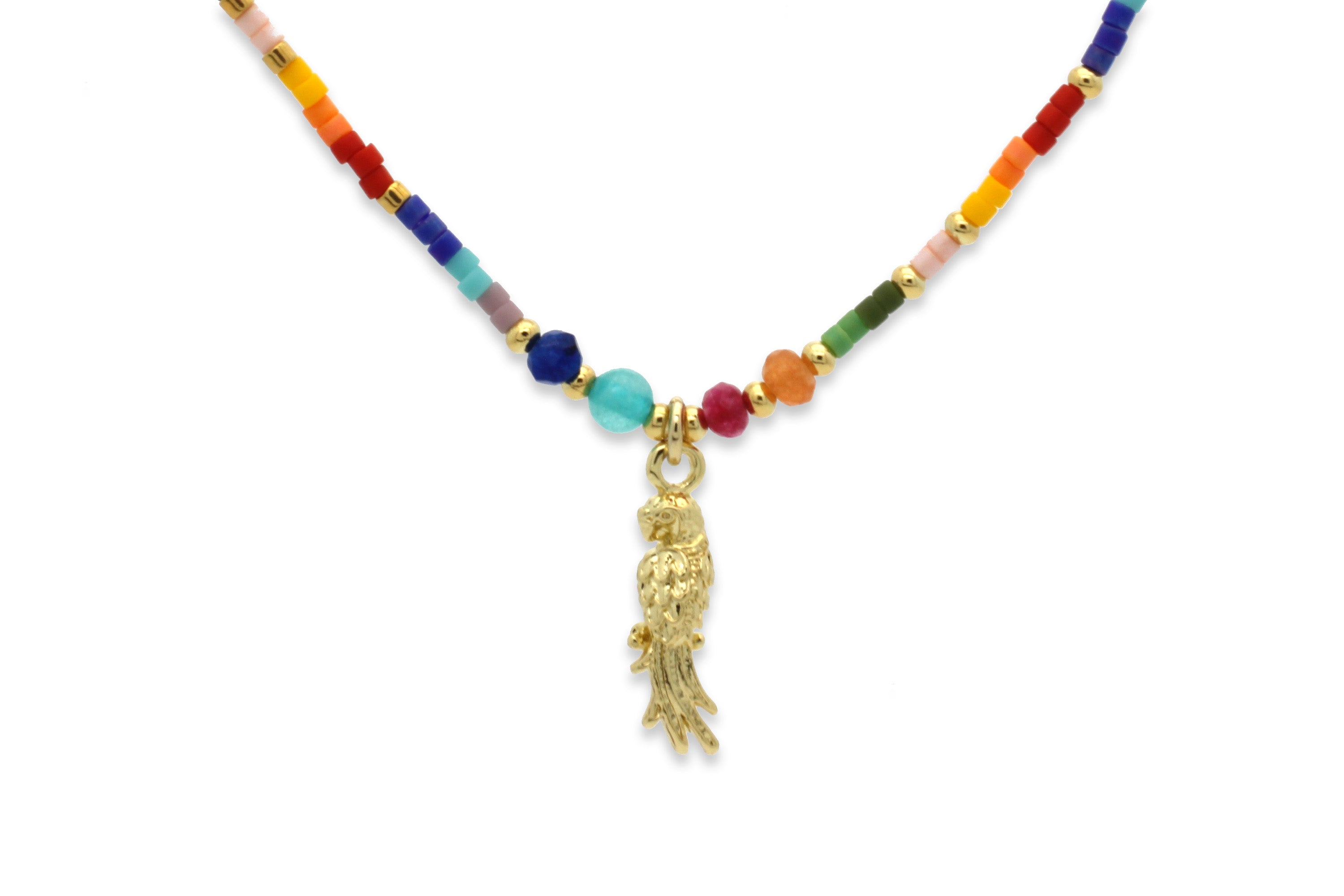 Hel Parrot Pendant Multicoloured Necklace - Boho Betty