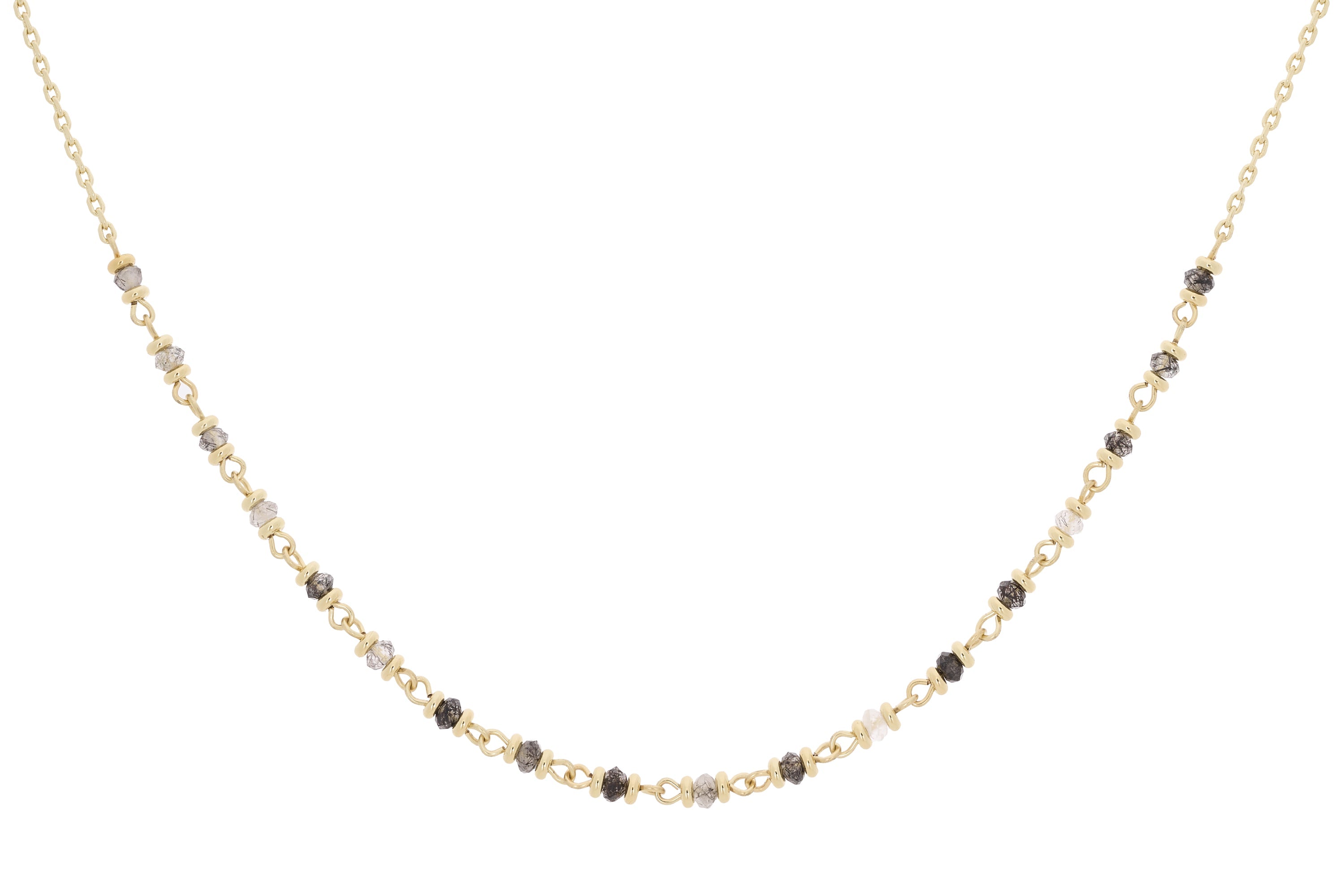 Panacea Black Rutilite Gold Gemstone Necklace - Boho Betty