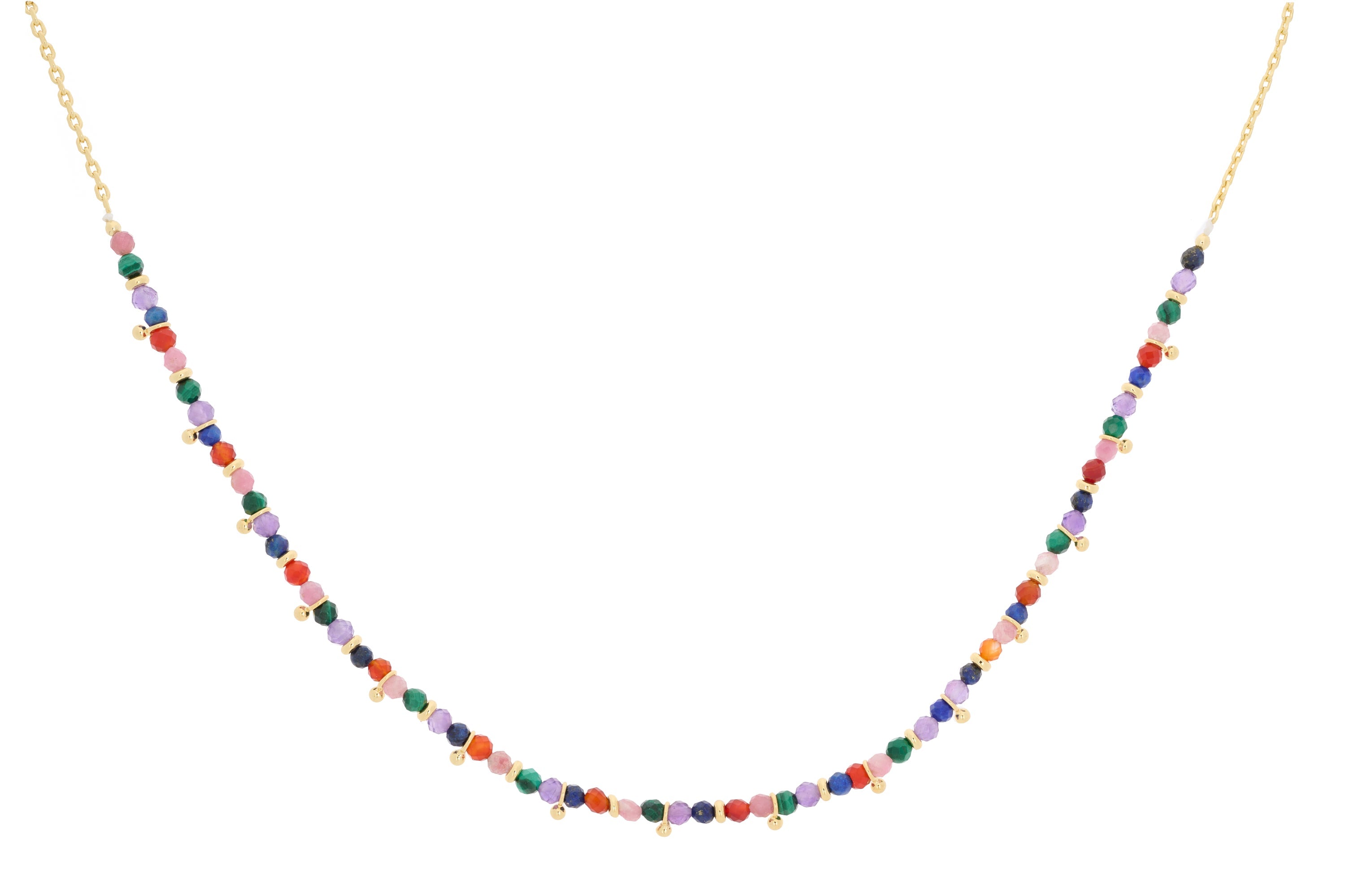 Salus Bright Multi Gemstone Gold Necklace - Boho Betty