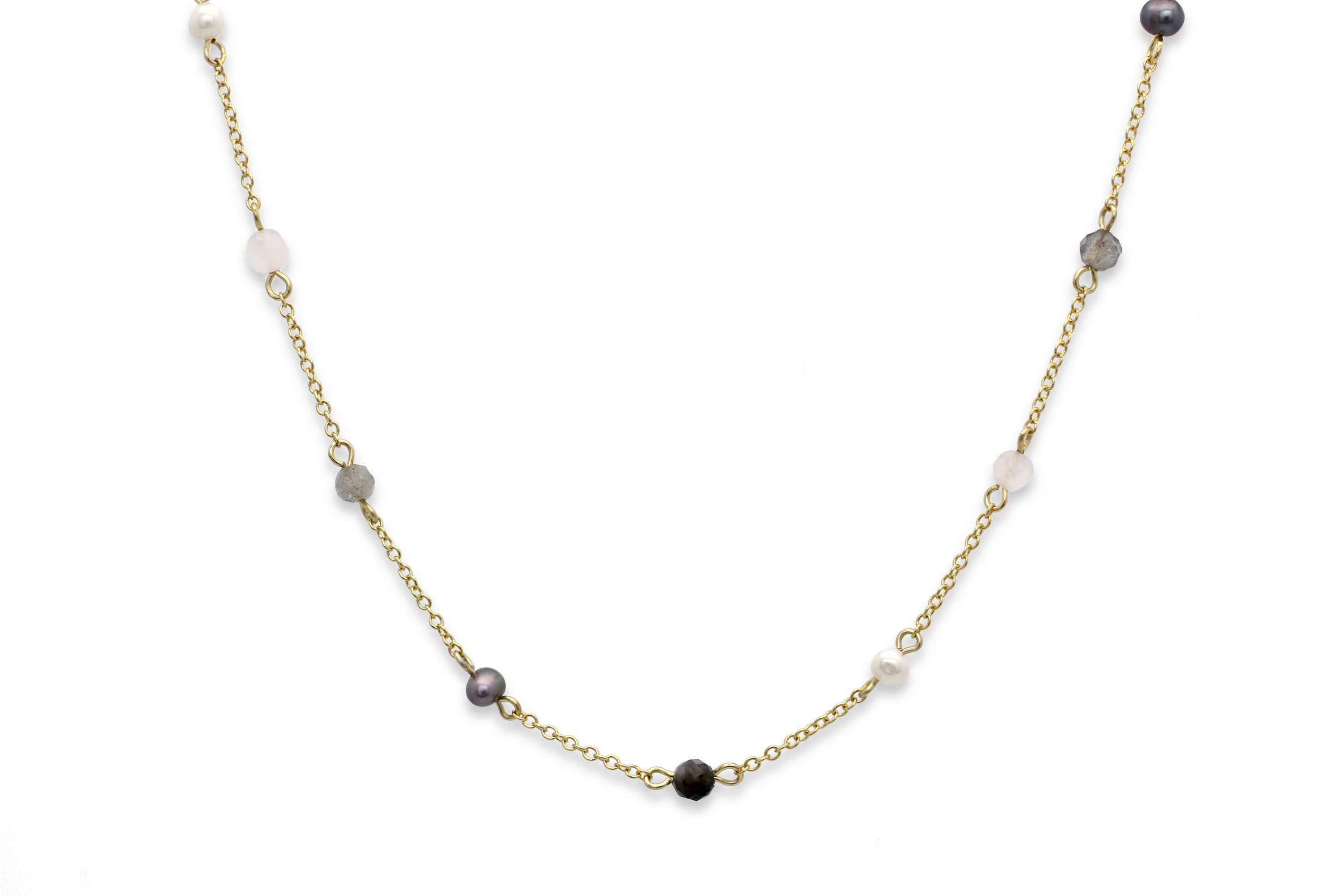 Sirona Pearl Gemstone Medium Necklace - Boho Betty