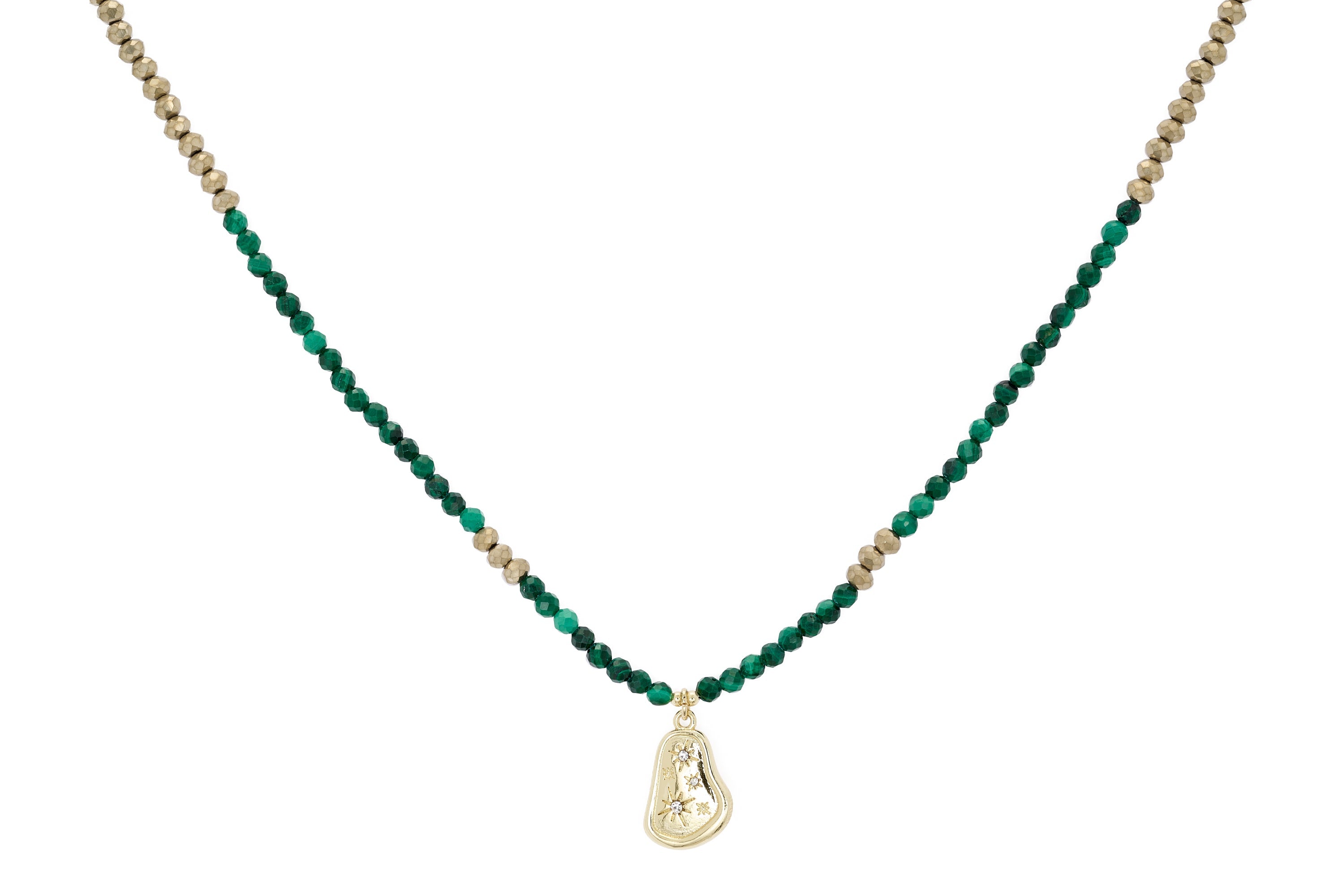 Umino Malachite Charm Gold Necklace - Boho Betty