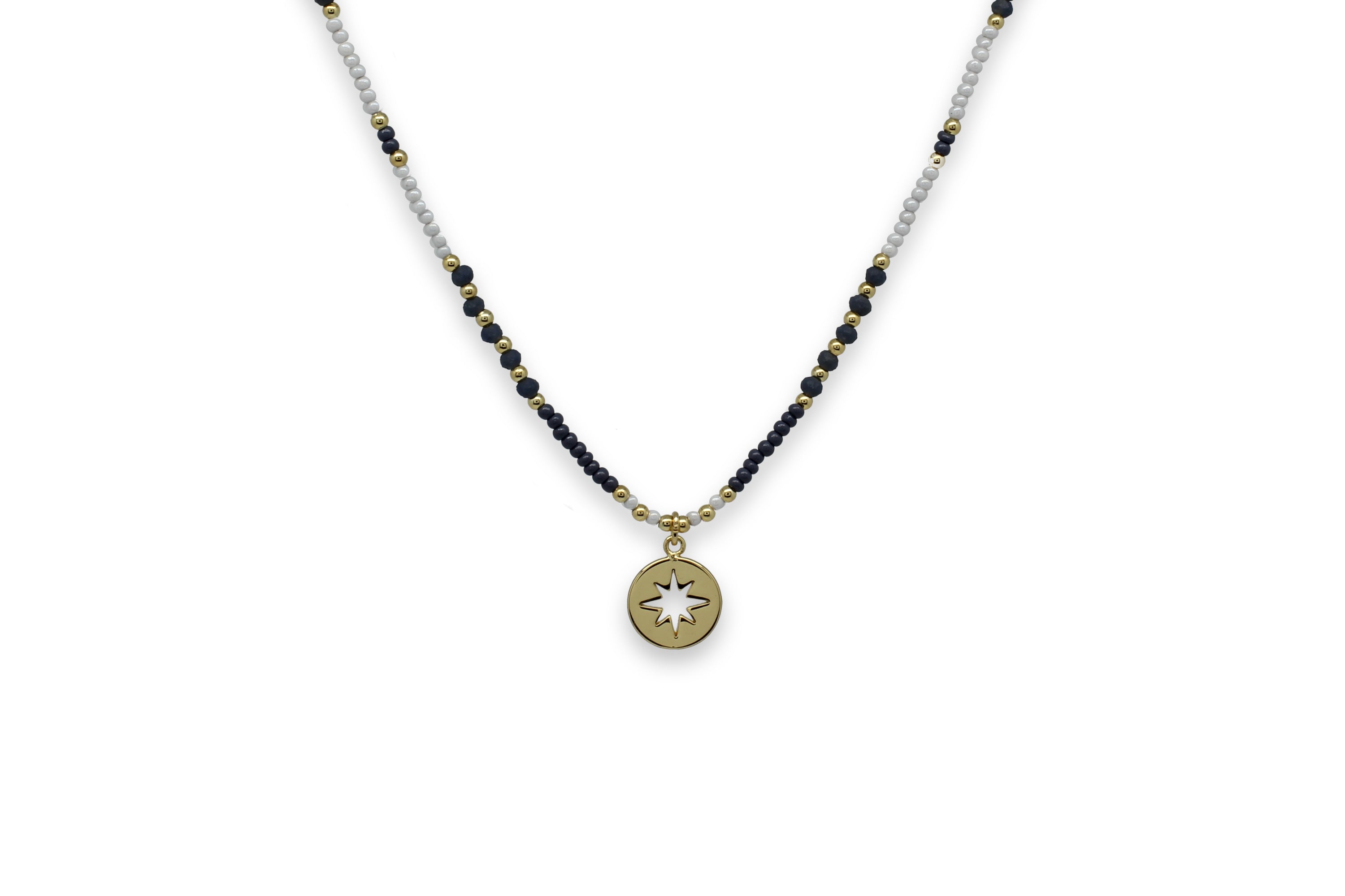 Zeyfros Navy Miyuki Bead Short Necklace - Boho Betty