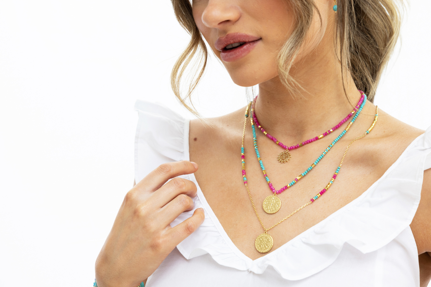 Nemty Turquoise Pink Necklace - Boho Betty