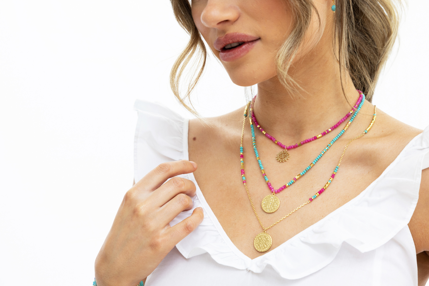 Artemis Pink Gemstone Necklace - Boho Betty