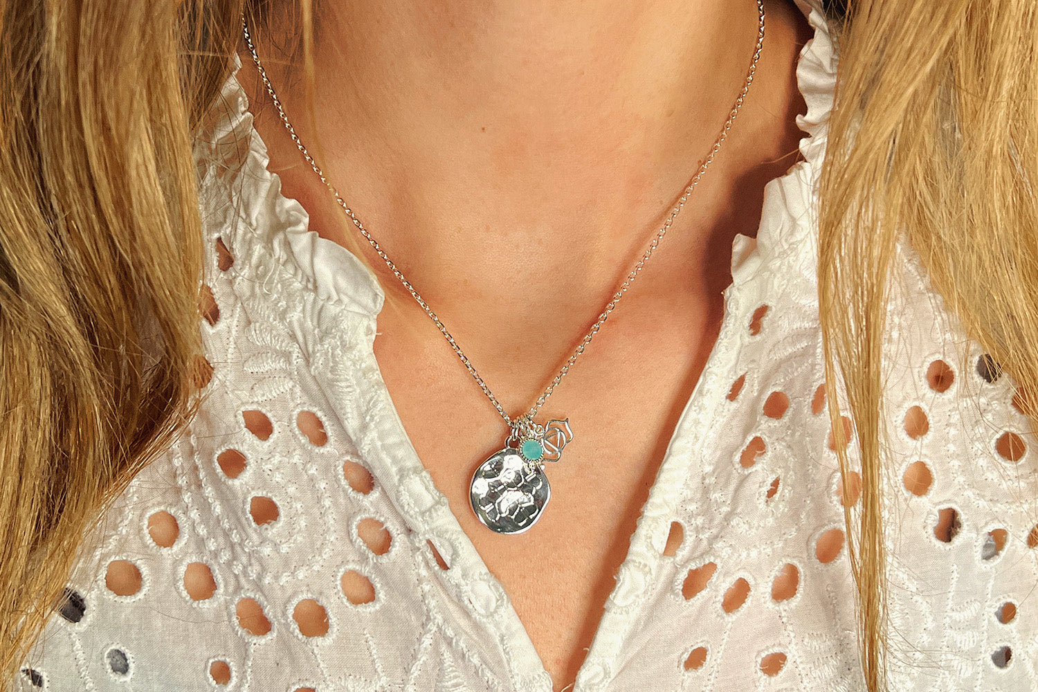 Silver Filigree Disc Pendant Necklace - Boho Betty