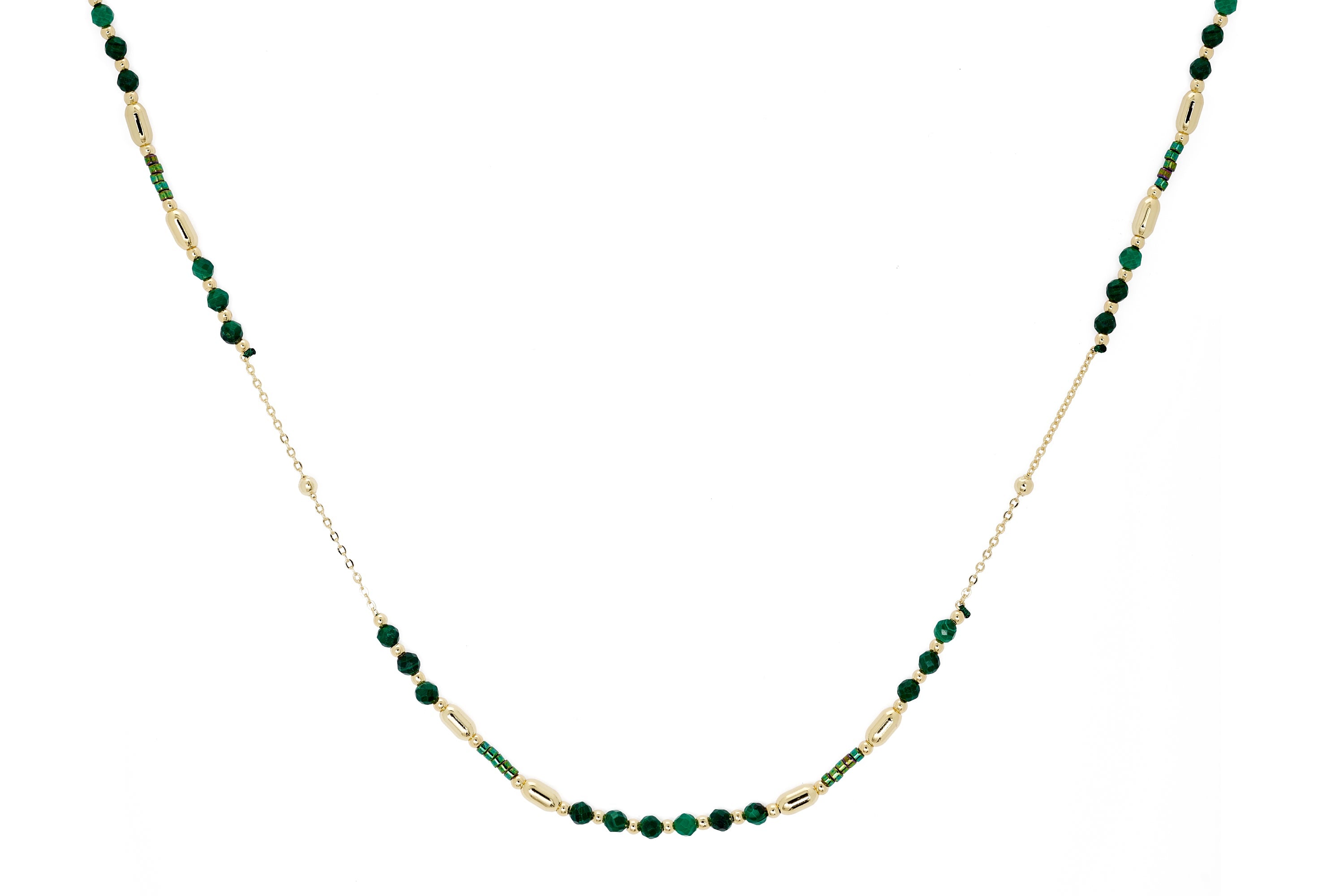 Horus Malachite Gold Gemstone Necklace - Boho Betty