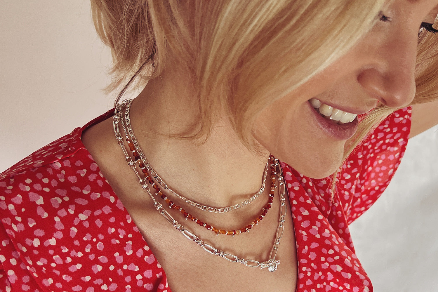 Salus Cornelian Gemstone Silver Necklace - Boho Betty