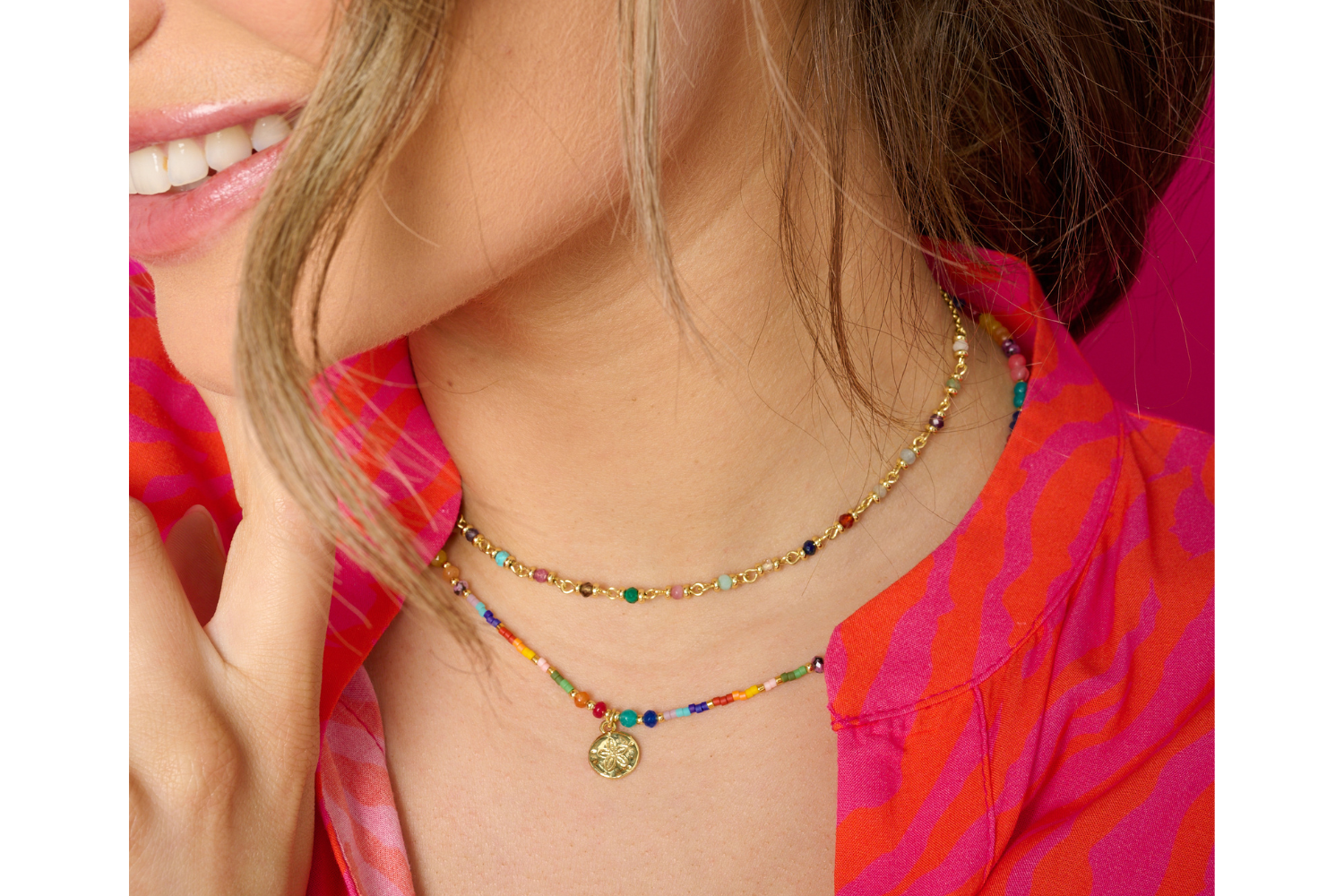 Panacea Multi Gemstone Gold Necklace - Boho Betty