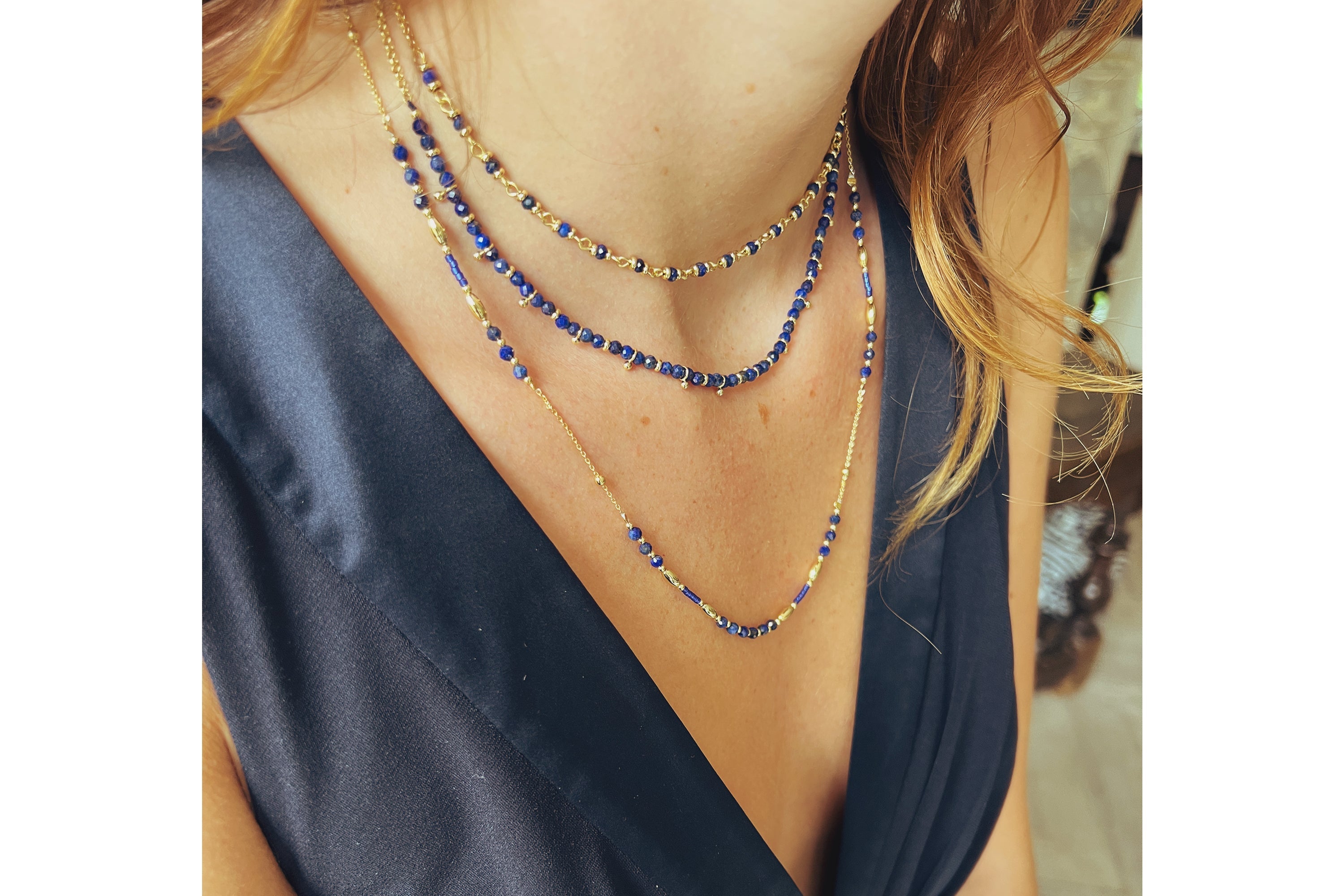 Panacea Lapis Gold Gemstone Necklace - Boho Betty