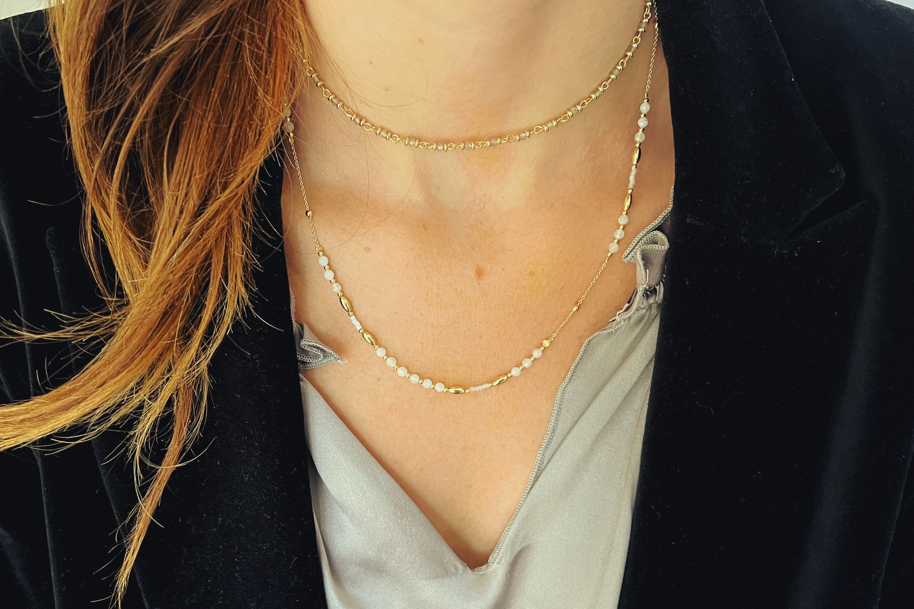 Horus Labradorite Gemstone Gold Necklace - Boho Betty