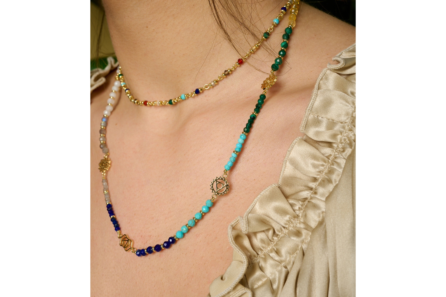 Panacea Multi Gemstone Gold Necklace - Boho Betty