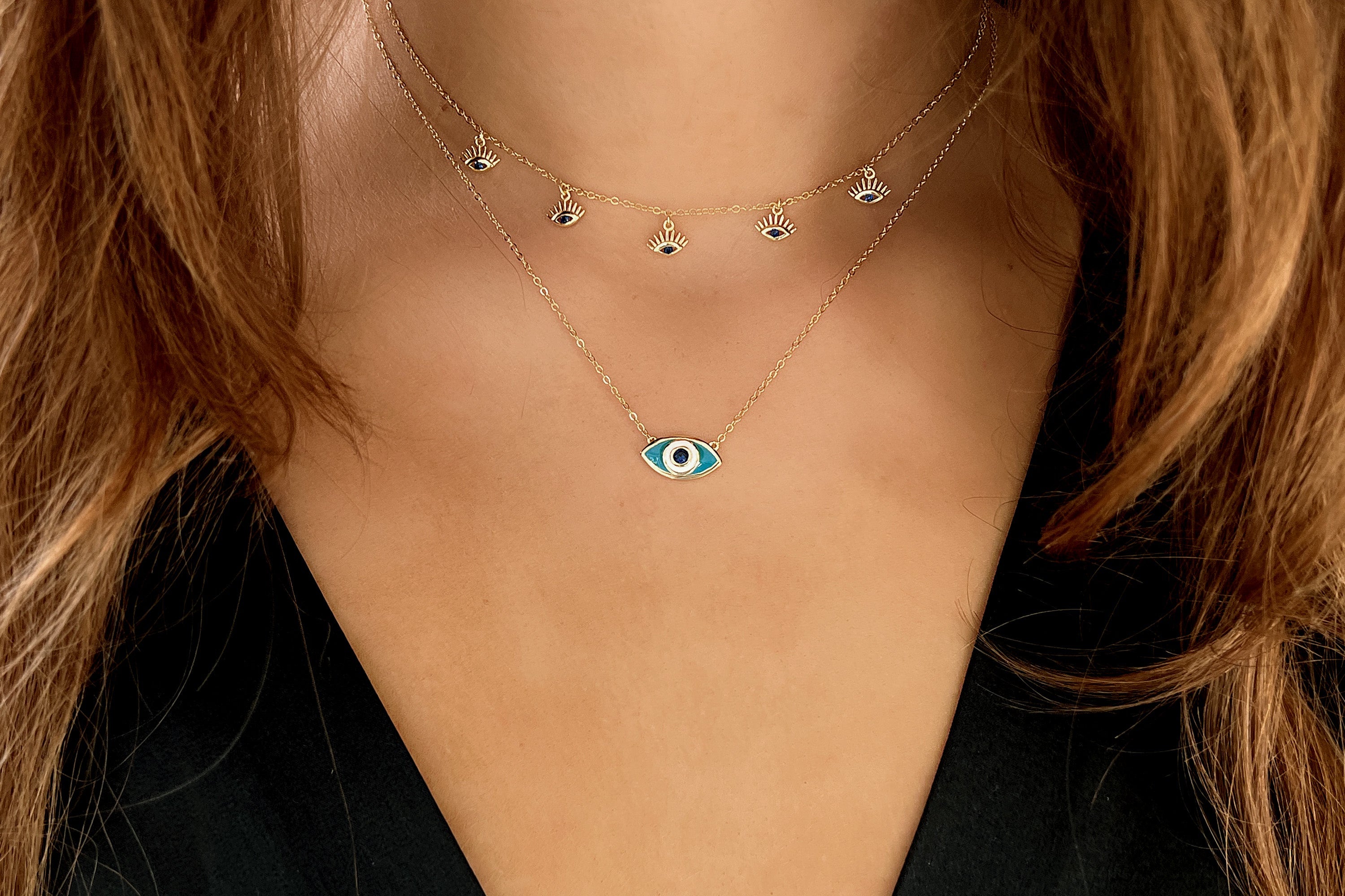 Rioja Evil Eye CZ Gold Plated Sterling Silver Necklace - Boho Betty