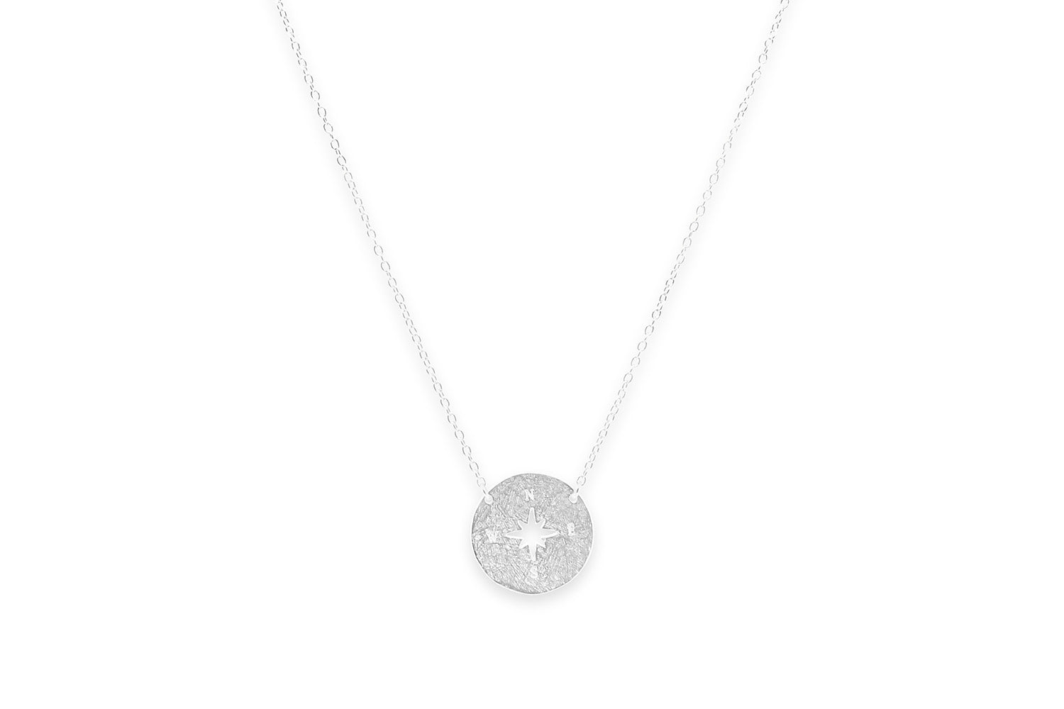 Rum Silver Compass Disc Necklace - Boho Betty