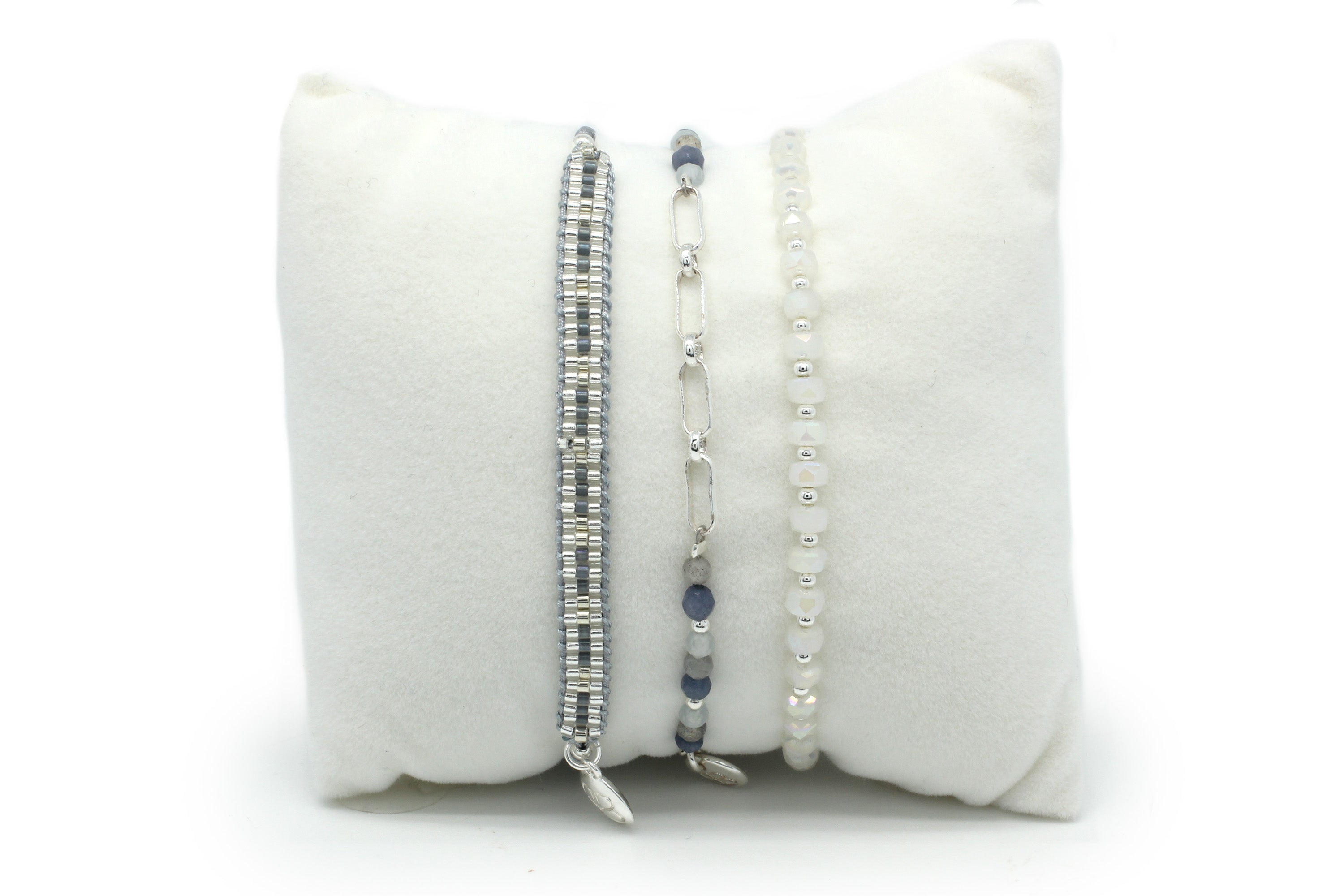 Snowdrop 3 Denim Layering Bracelet Stack - Boho Betty