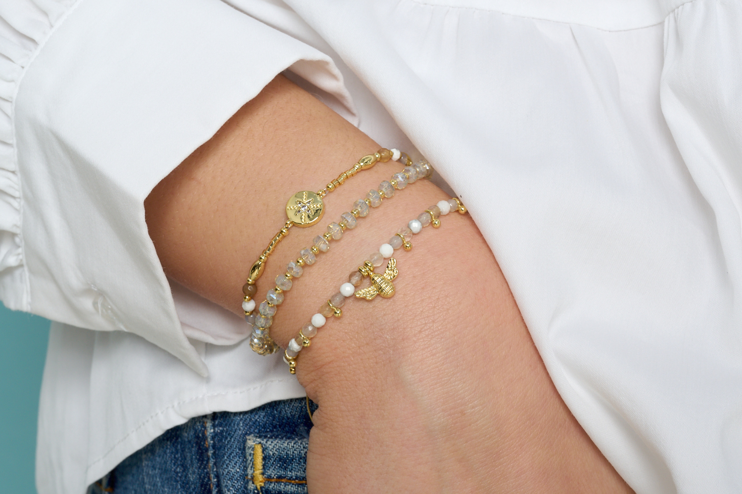 Bee Ark 3 Layer Bracelet Stack - Boho Betty