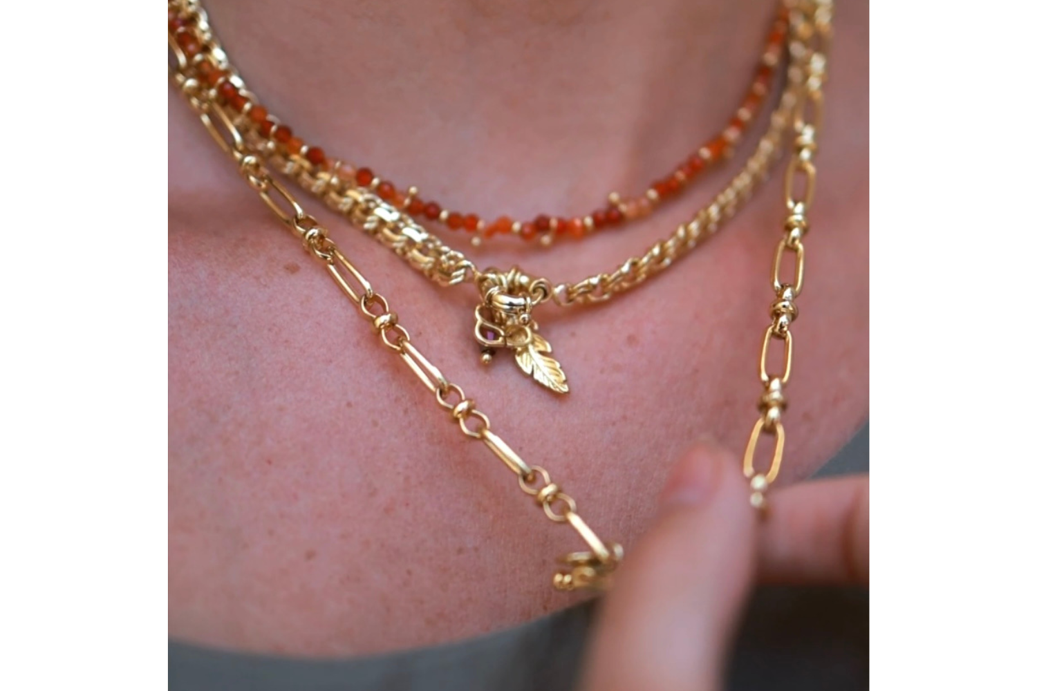 Salus Carnelian Gemstone Gold Necklace - Boho Betty