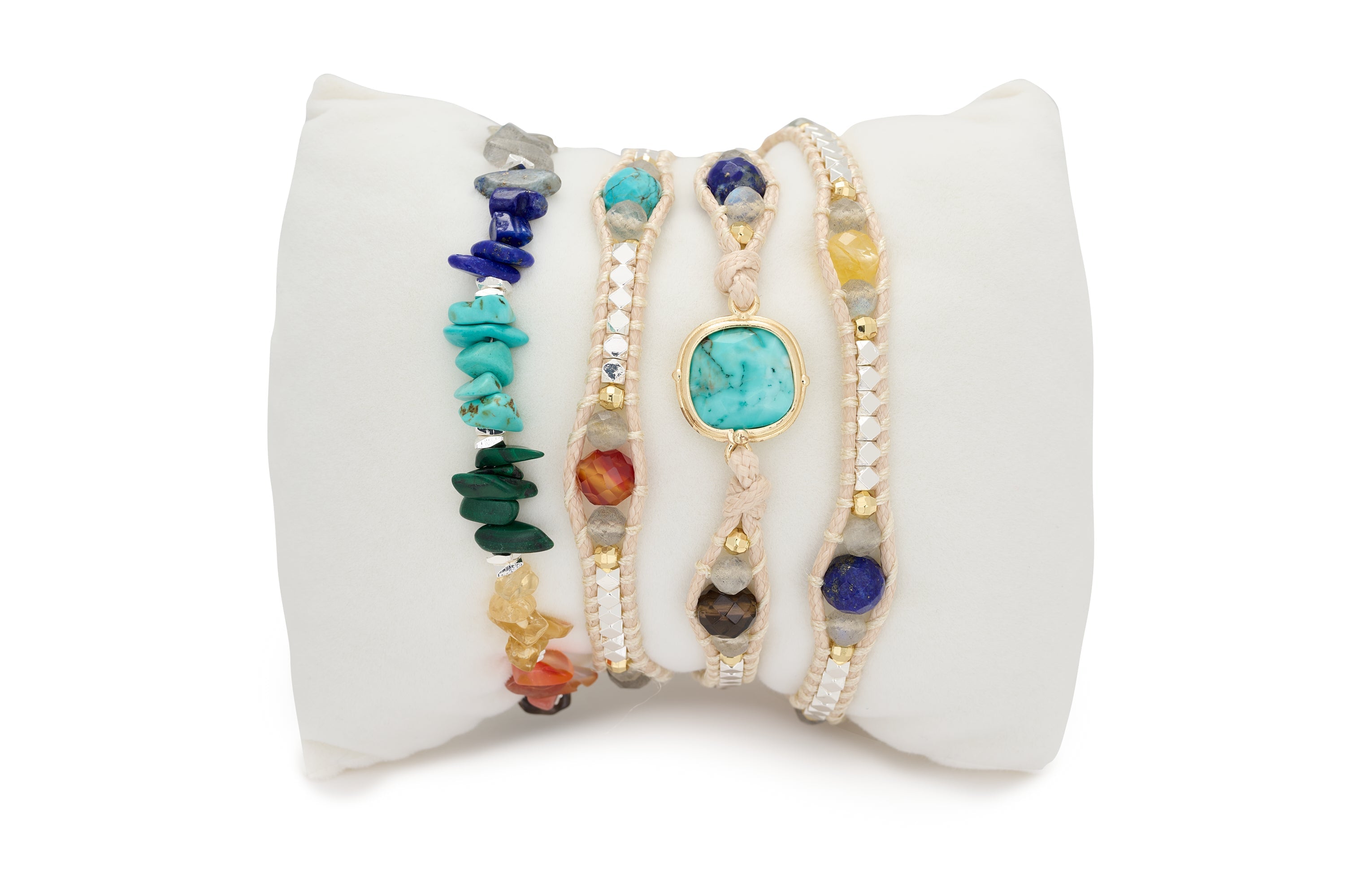 Keira Turquoise 2 Layer Gemstone Bracelet Stack - Boho Betty