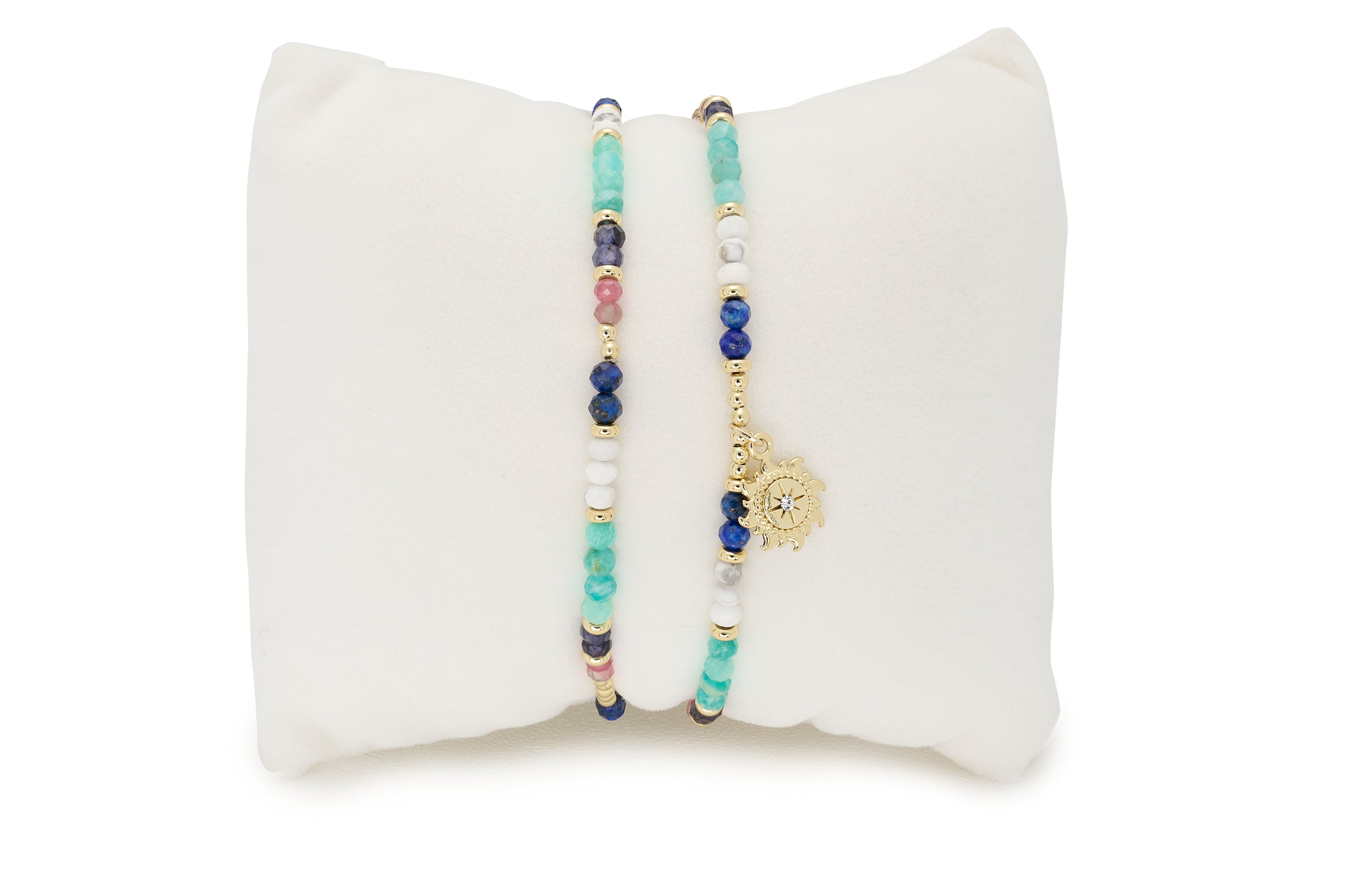 Pastel 2 Layer Gemstone Bracelet Stack - Boho Betty