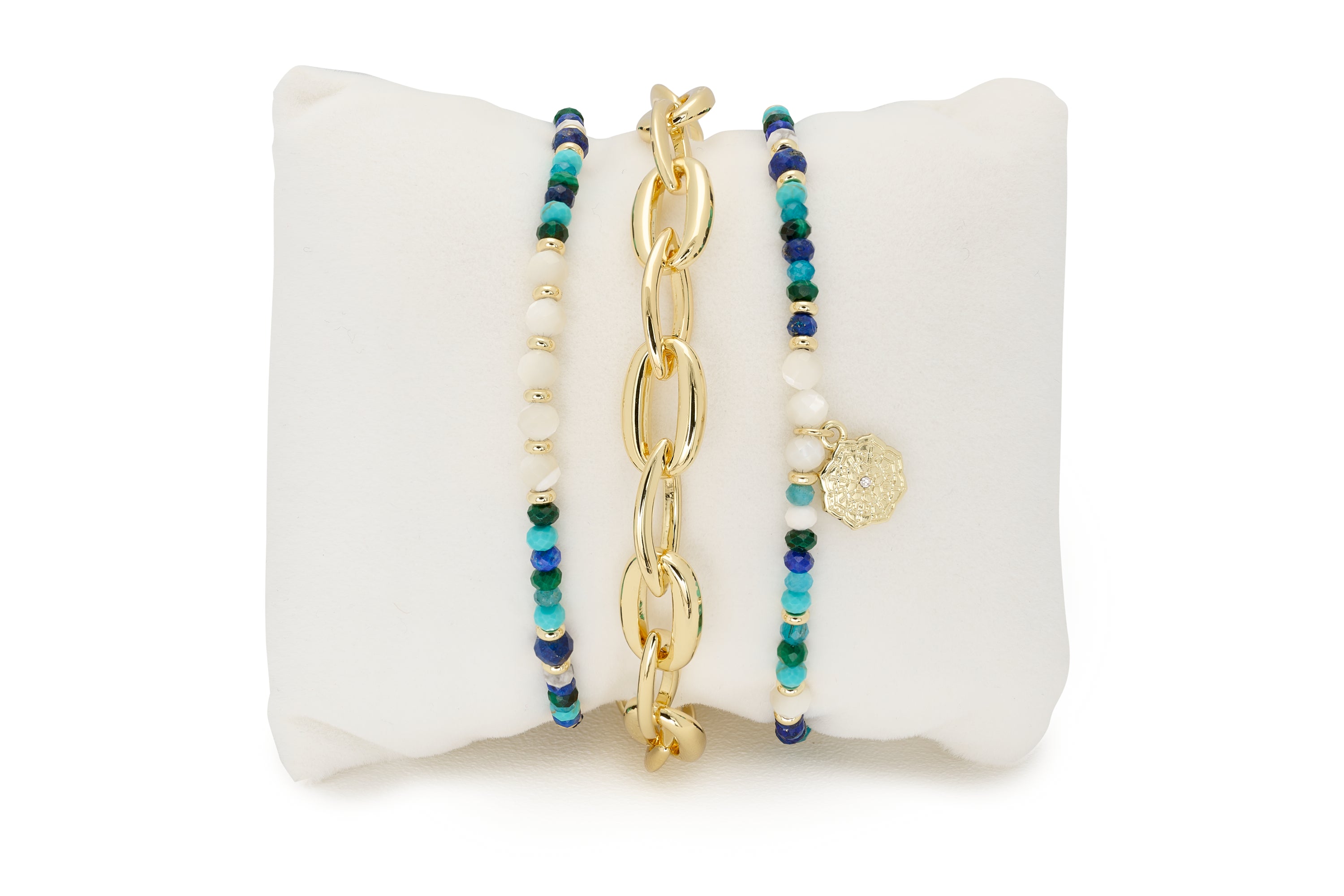 Samas 3 Layer Gemstone Bracelet Stack - Boho Betty