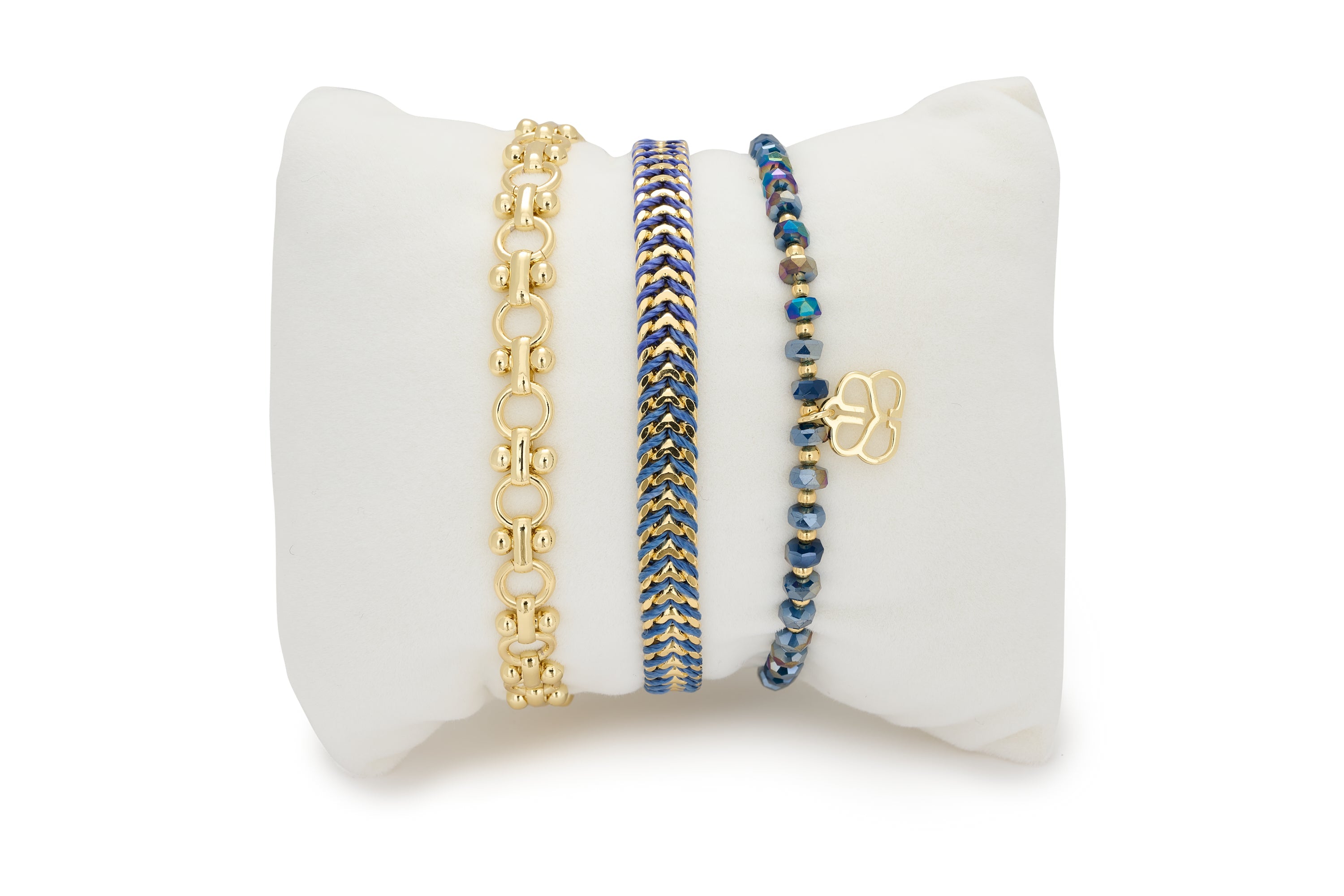 Sema Blue 3 Layer Bracelet Stack - Boho Betty